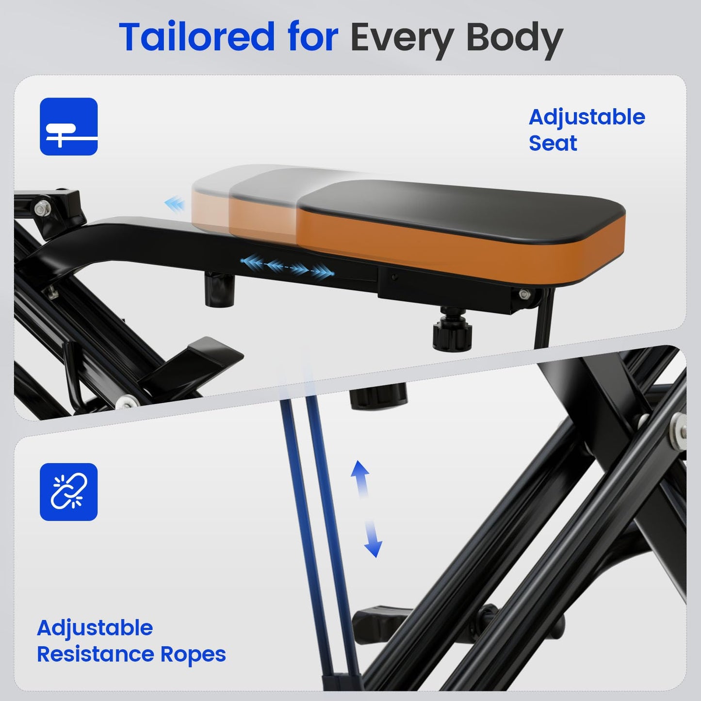Canisflax Deep Squat Machine Trainer, Rowing Machine for Home, Easy Setup & Foldable Exercise Equipment with Adjustable Resistance, Glute Trainer Machine, Abs & Leg Home Workout Machine
