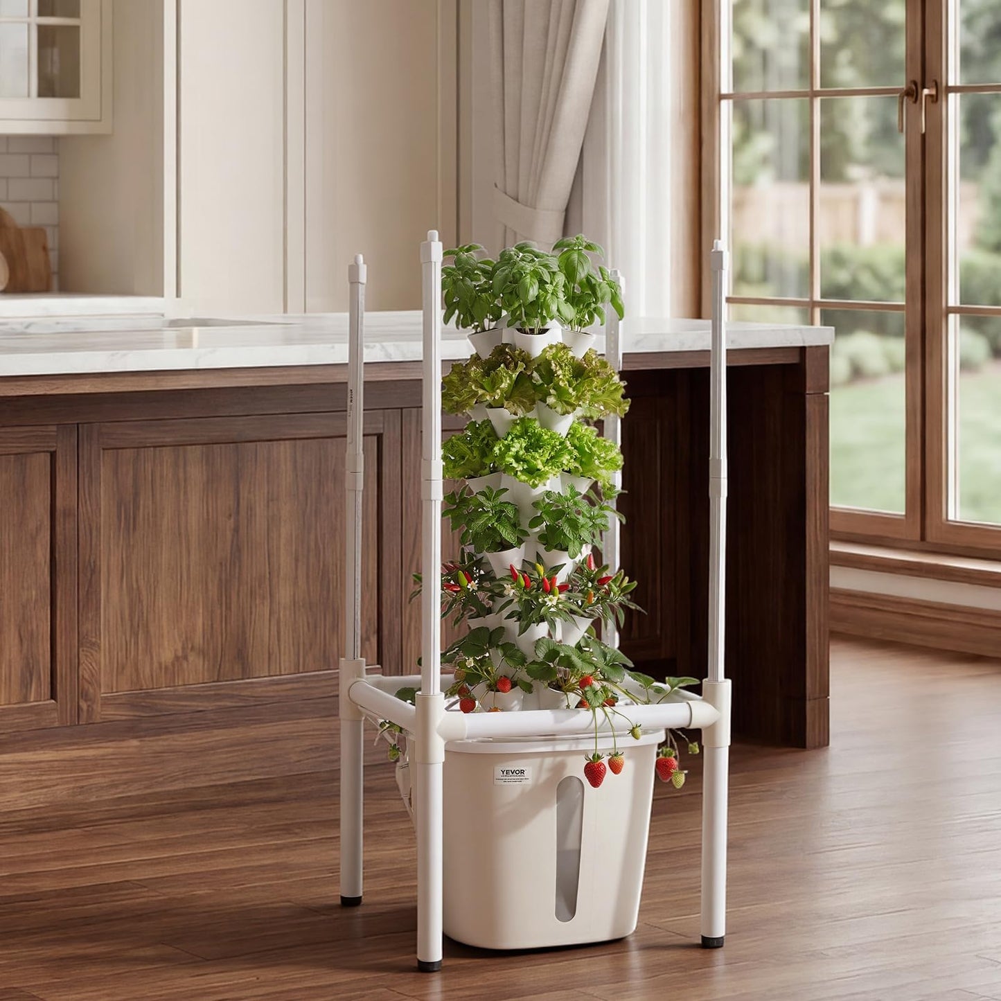 VEVOR Hydroponic Tower, 30 Pods 6 Tiers Hydroponics Growing System Kit with LED Grow Light & App Control, Vertical Home Garden with 20L Water Tank & Pump, Planter for Indoor Herbs, Fruits, Vegetables