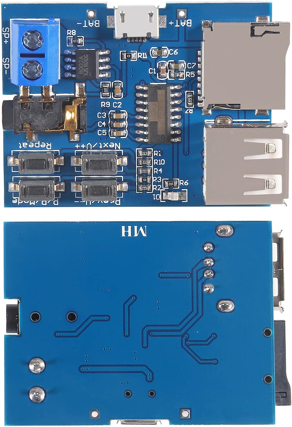 AITRIP 5PCS MP3 5V TF Card U Disk Play Decoder Player Module with Audio Amplifier Audio Decoding Player Module Micro