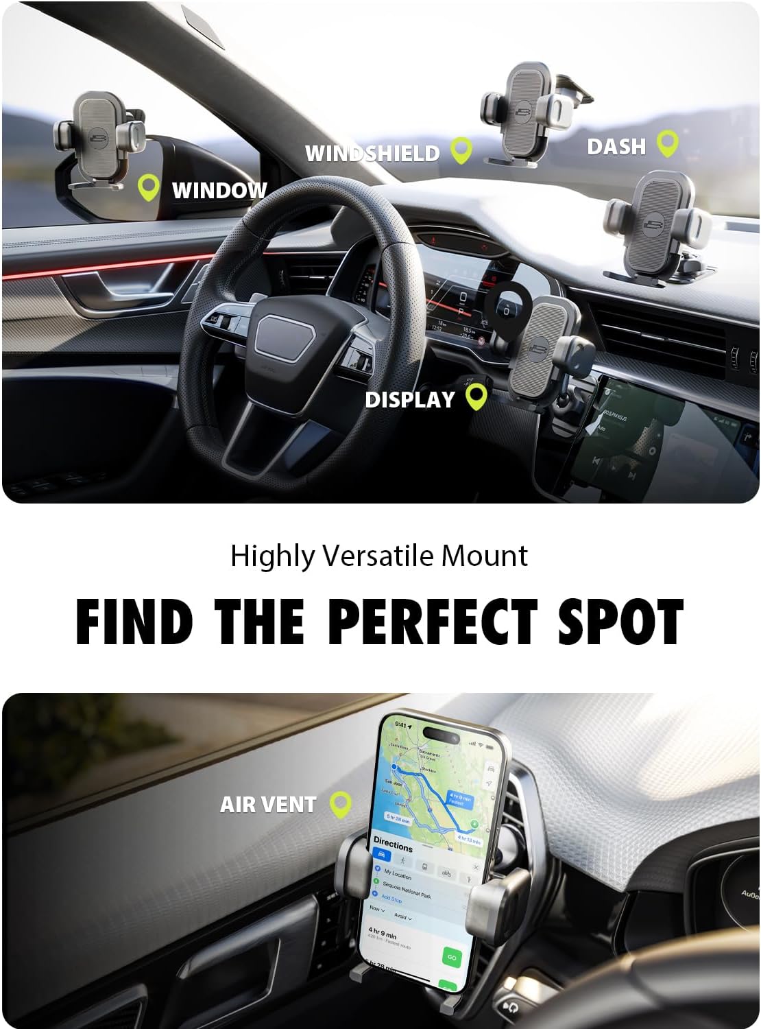 Bracketron TripGrip PRO Car Phone Holder Mount - Phone Holders for Your Car with One-Button Expansion for Vent & Dash