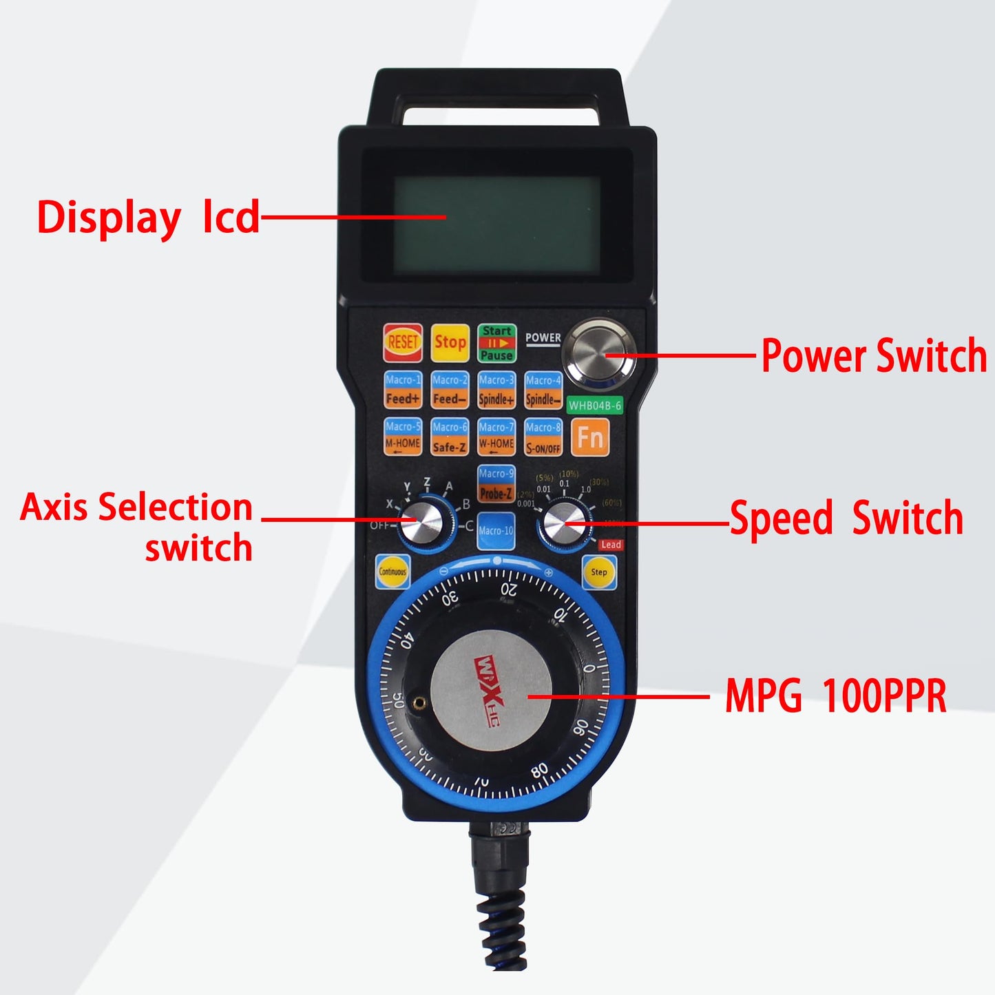 CNCTOPBAOS 6 Axis USB Wired Mach3 Handwheel MPG,Remote Hand Control E-Stop,CNC Router Electronic Manual Pulse Generator Controller for CNC Milling Lathe Engraving Machine LHB04B-6