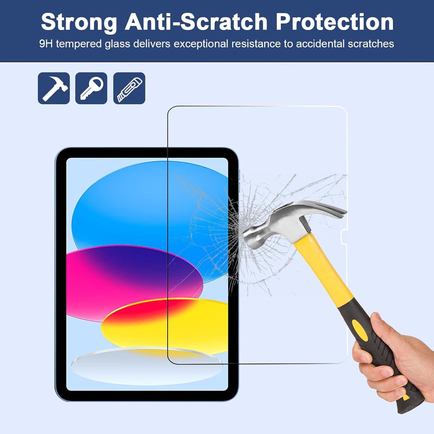 2 Pack 11th A16 2025 10th 10.9 Inch 2022, 9H Screen Protector for iPad & Generation Ultra Sensitive Case Friendly HD