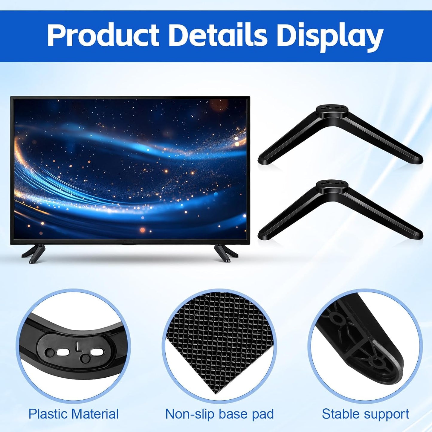 UKCOCO 32-55 Inch Universal TV Mount Stand, Stable Tabletop Bracket for Flat Screens, Replacement Pedestal Base Legs