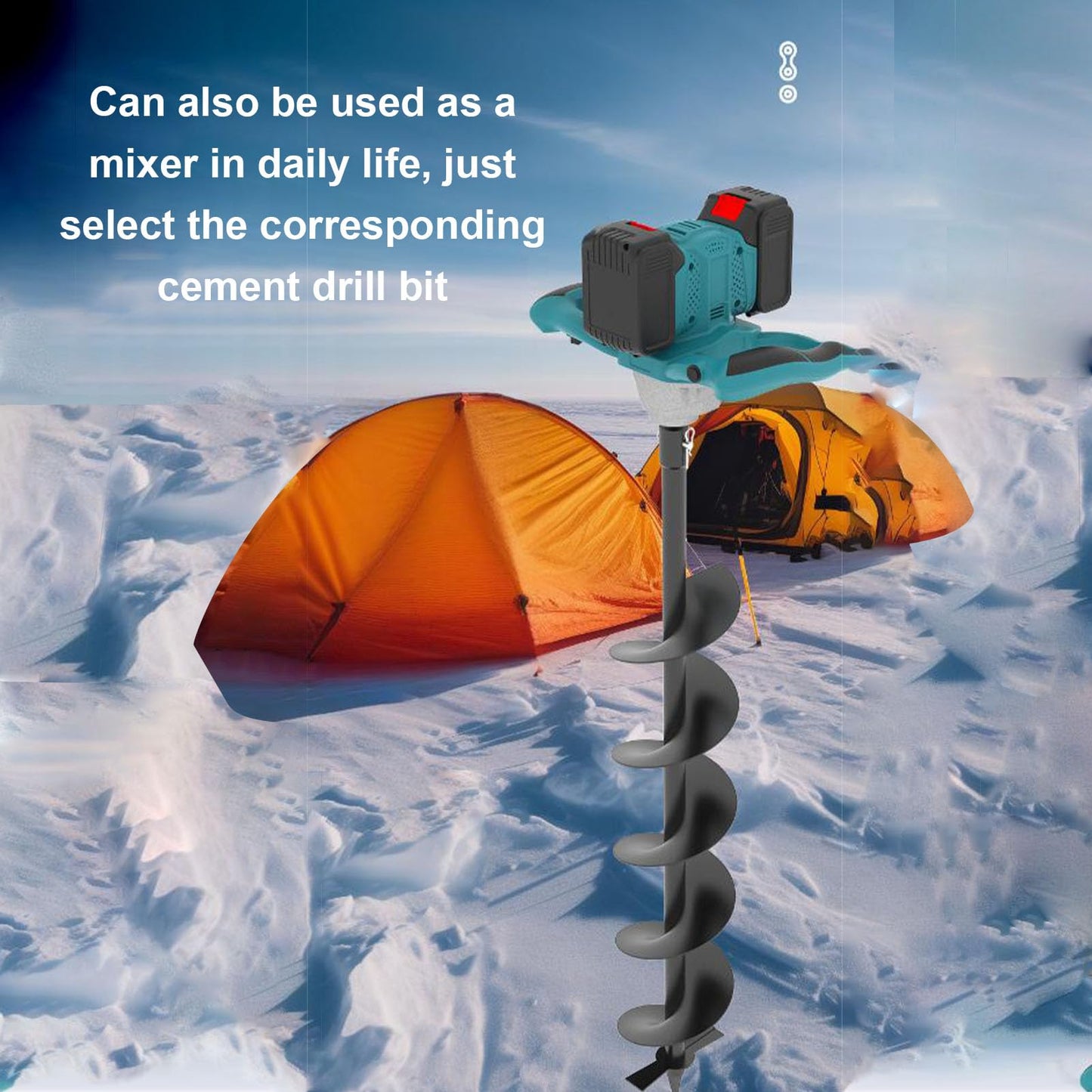 ariarly Battery Electric Ice Auger 100-800RPM 6 Speed Adjustable Post Hole Digger 1200N.m Torsion Cordless Post Hole Digger Power Head(Not Included Battery)