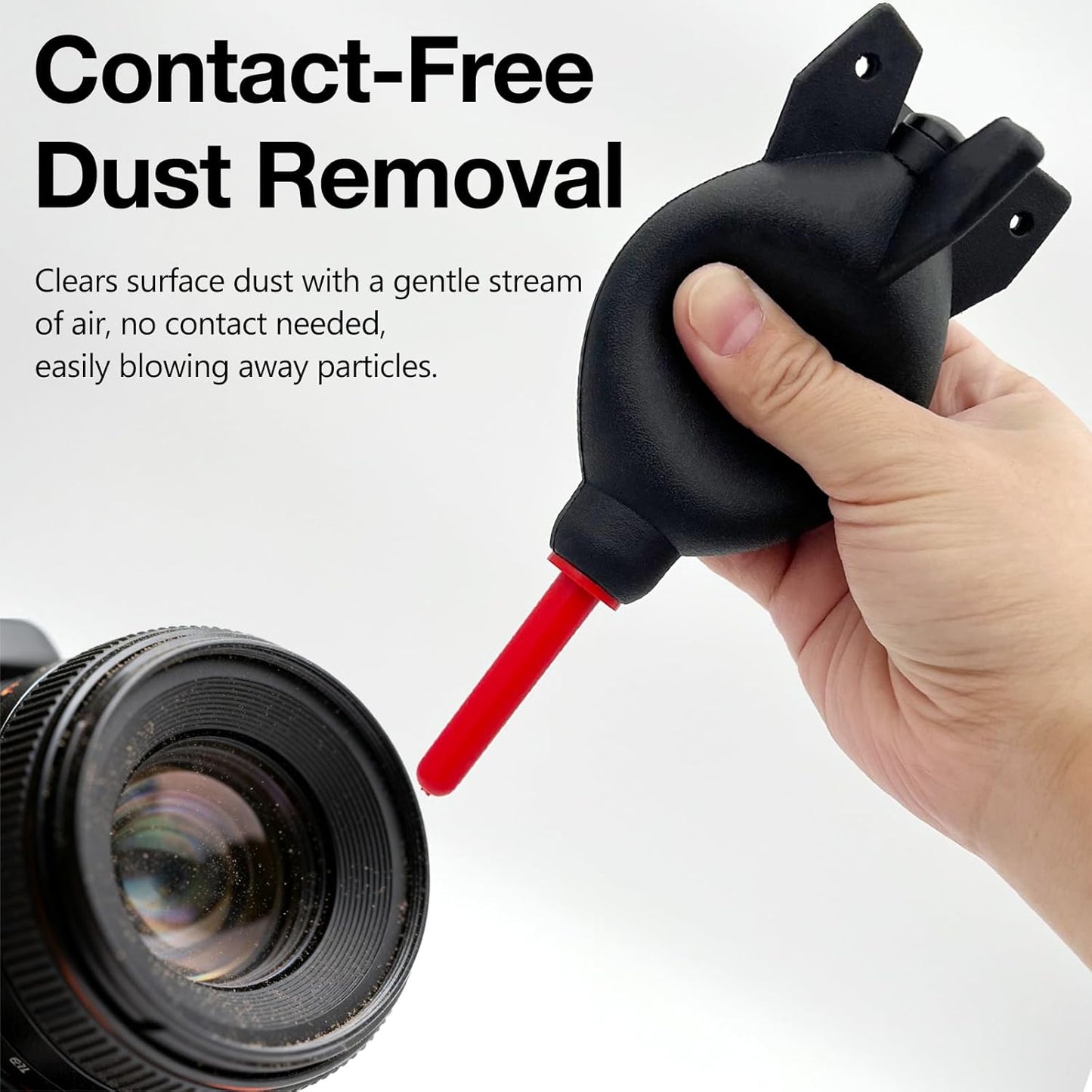 Brvlsoc Rocket-Style Rubber Air Blower Dust Cleaner for DSLR Camera, Lens, and Keyboard Red Duster