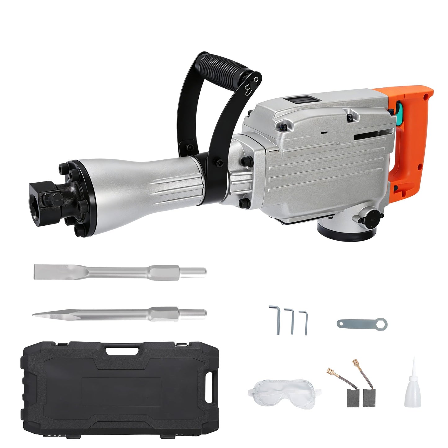Garvee Electric Demolition Jack Hammer, 1500W Jackhammer Demolition Hammer, 1800 BPM Jackhammer Concrete Breaker with 360° Adjustable Handle, Anti-Vibration System, Complete Kit with Carrying Case