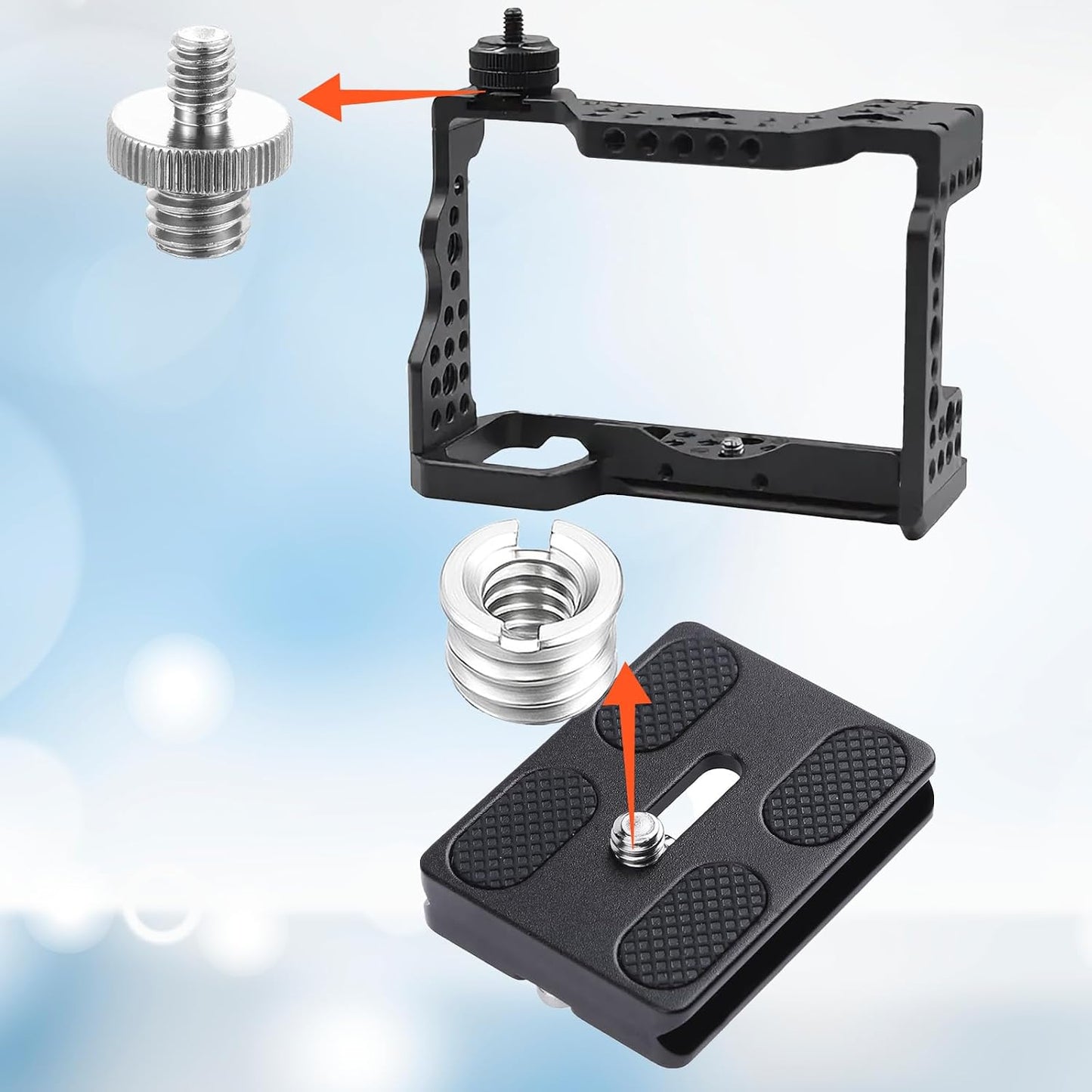Xelsluthe 6 1/4 Inch 3/8 Inch 3/8 1/4 Pcs Tripod Adapter, to Tripod Adapter with to Mount Screws for Camera Monopod