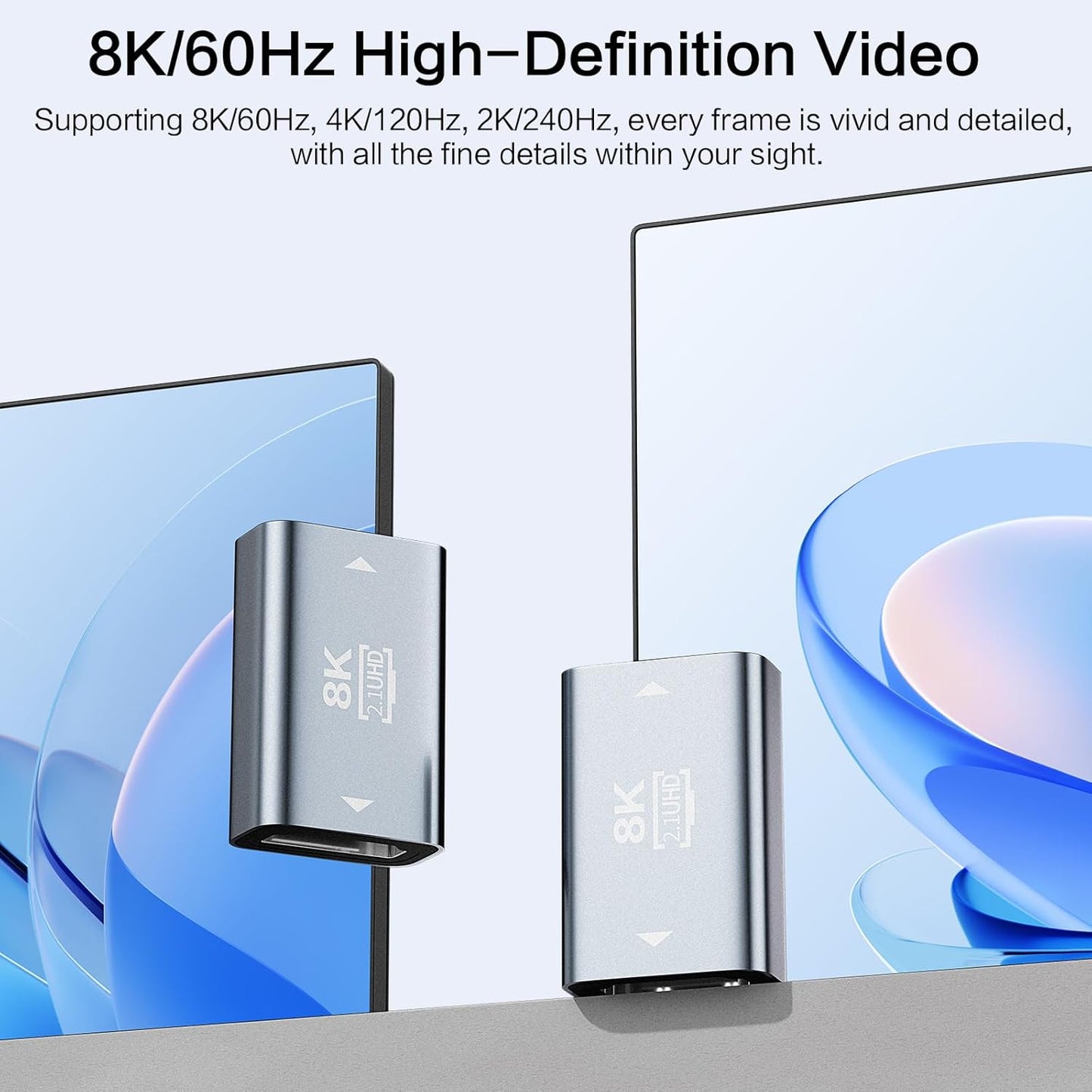 BMKZAYR 8K 4 Pack, 8K@60Hz 2.1 8K@60Hz 4K@120Hz 120UHD, 3D, HDMI to HDMI Coupler Female to Female Extension Adapter