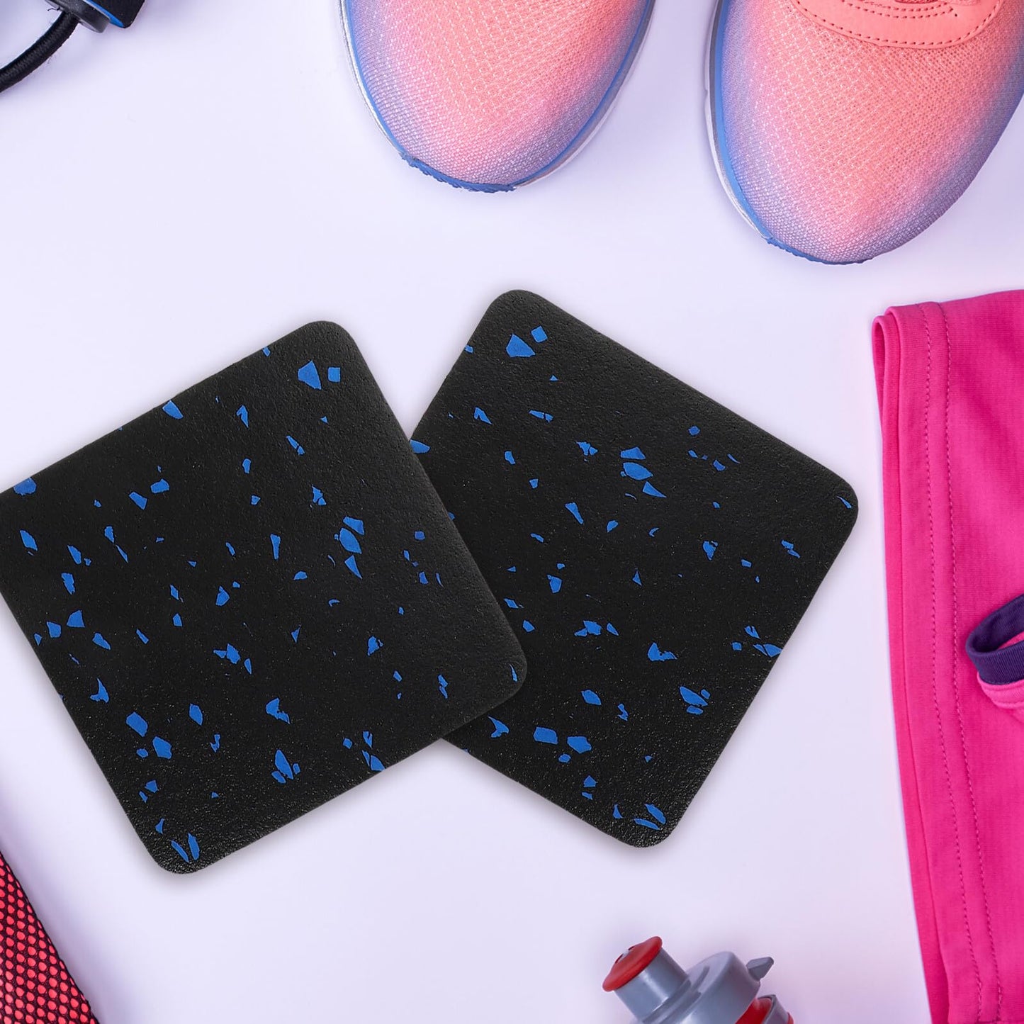 HOODANCOS 4pcs Anti Vibration Treadmill Mat Non-Slip Shock Absorbing Fitness Equipment Mat Thick Noise Reduction Floor Protector for Home Gym Exercise