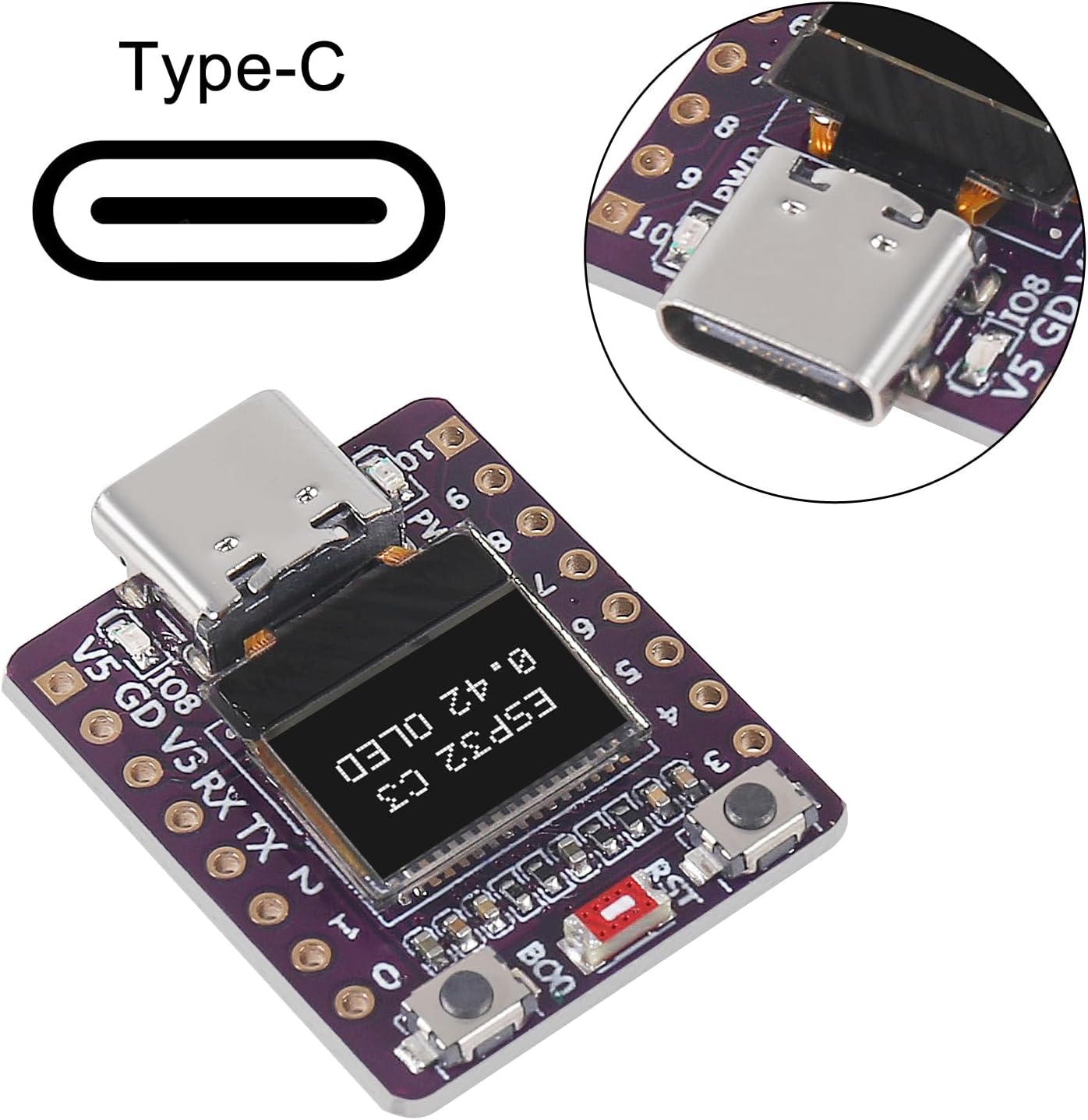 AITRIP 3PCS ESP32-C3 0.42 Inch ESP32 OLED Development Board with OLED Module Ceramic Antenna WiFi Bluetooth Supermini