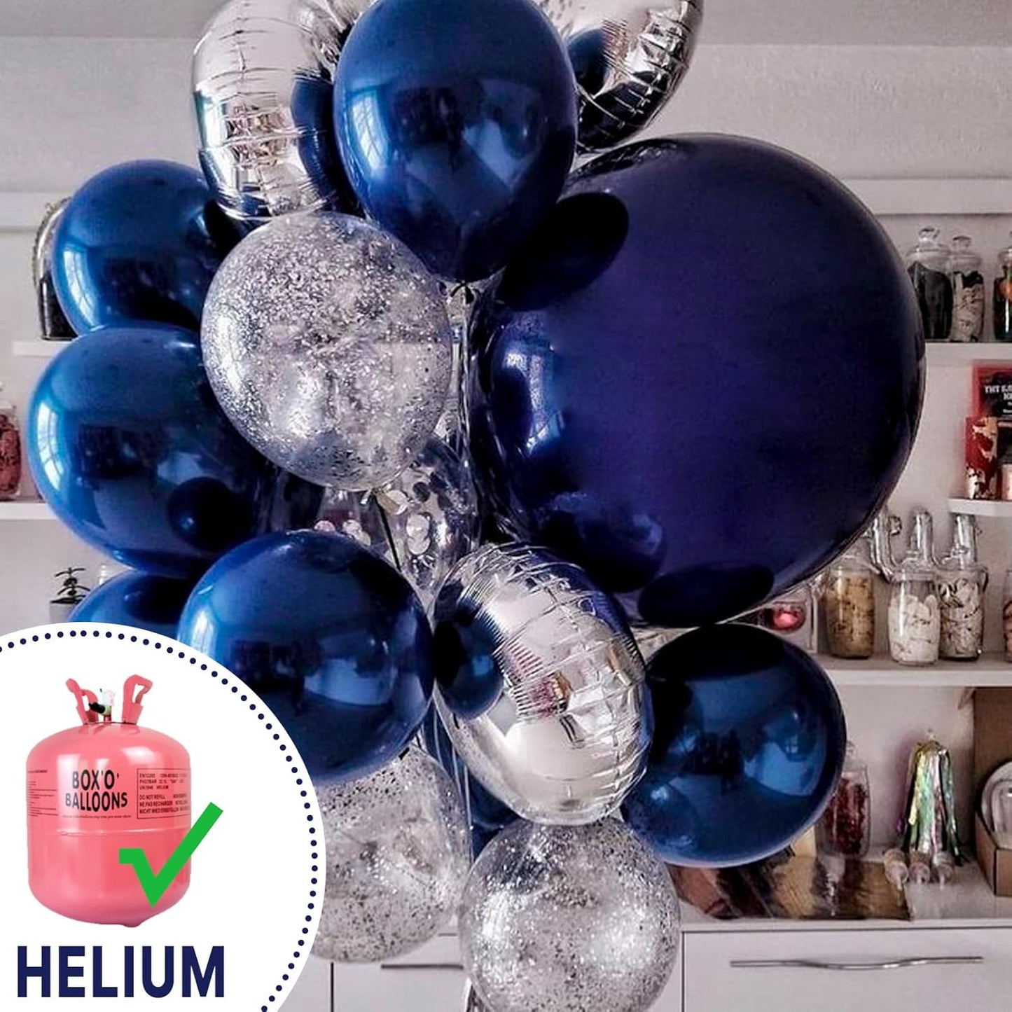 PartyWoo Navy Blue Balloons - 36 Inch Matte Helium Latex for Graduation & Birthday Celebrations
