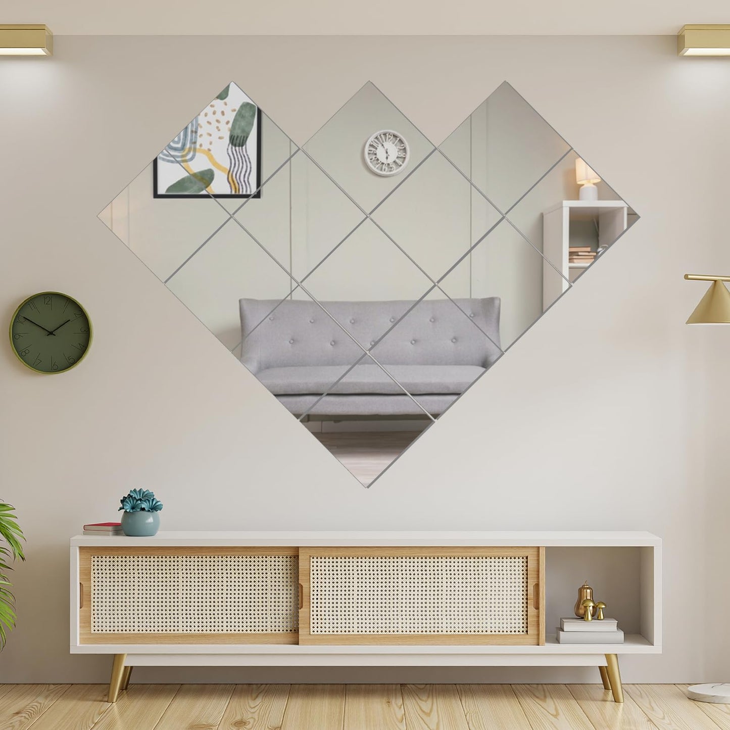 Zelphvt 16 Packs Home Gym Mirrors 12'' x 12'' Wall Mounted Mirror Tiles, Square Large Wall Mirror Frameless Full Length Mirror for Home Gym, Bedroom, Door, Bathroom, Living Room