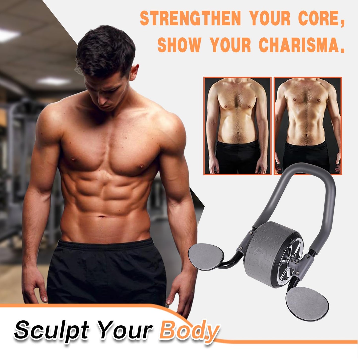 Li Fitness Ab Wheel with Jump Rope, Automatic Rebound Ab Wheel, Advanced Abdominal Exercise Wheel with Elbow Support, Ab Exercise Machine for Core Training, Abs Workout Equipment
