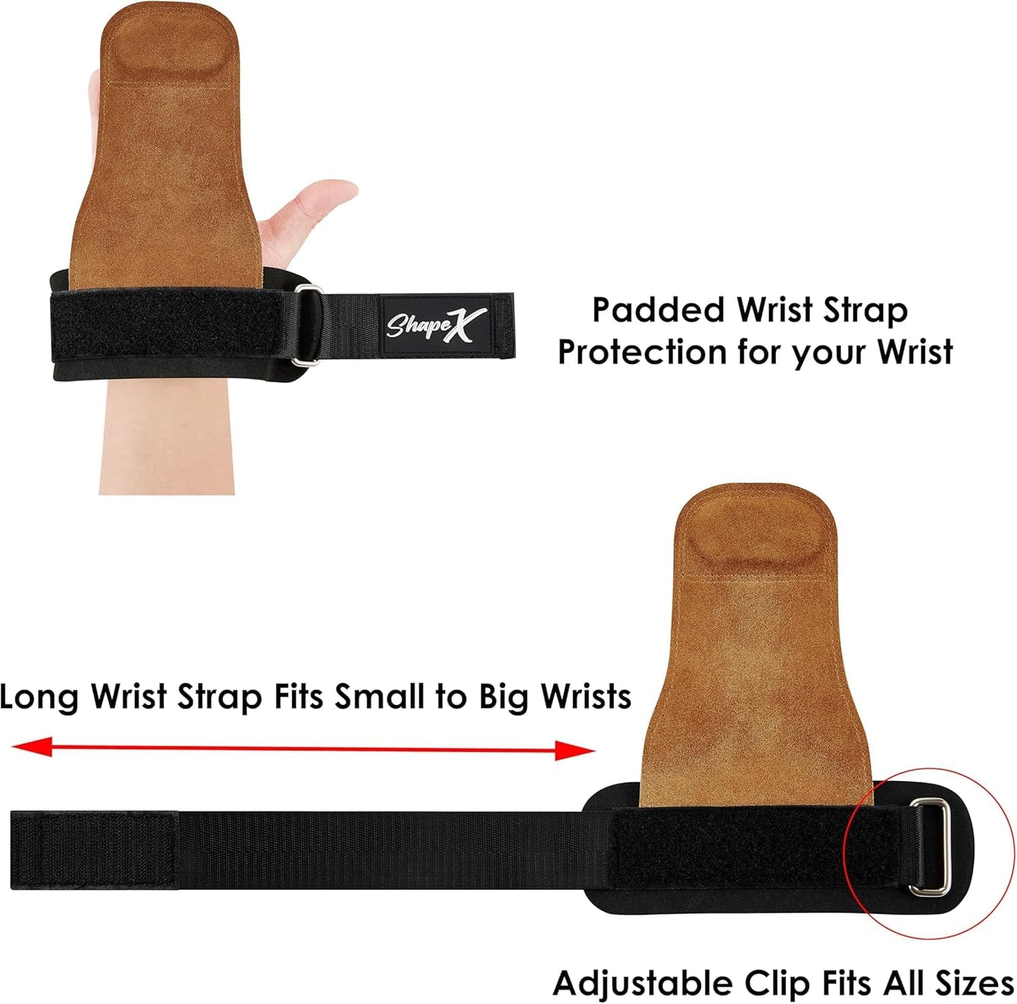 ShapeX Pull up Hand Grip for Men and Women - Weight Lifting Straps for Deadlift - Replacement for Versa, Crossfit Grips - Gym Hand Strap for Excercise and Gymnastics