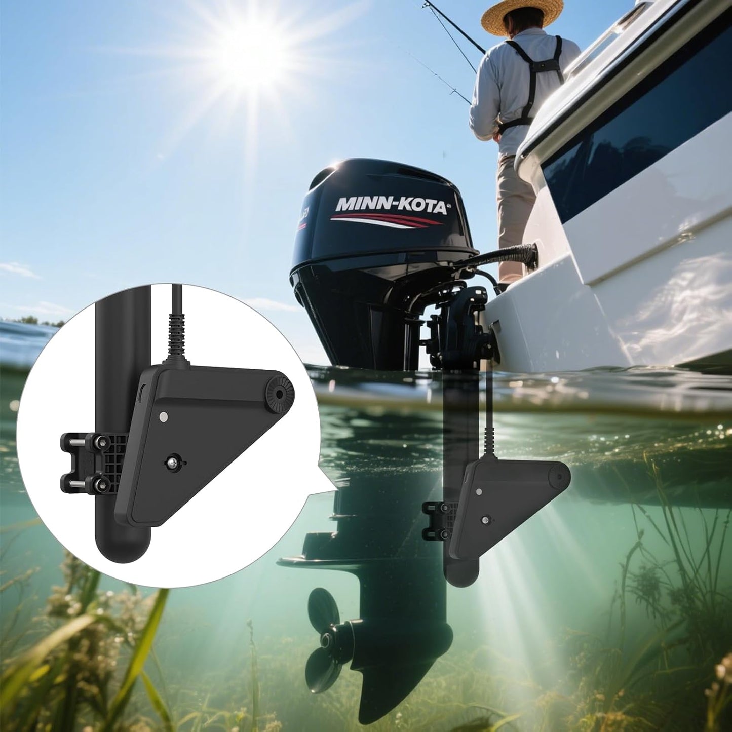Koroao 9 20-50mm Adjustable Pole Clamp Transducer Mount Compatible with Lowrance Eagle Eye - for Fits Round Pole , Easy