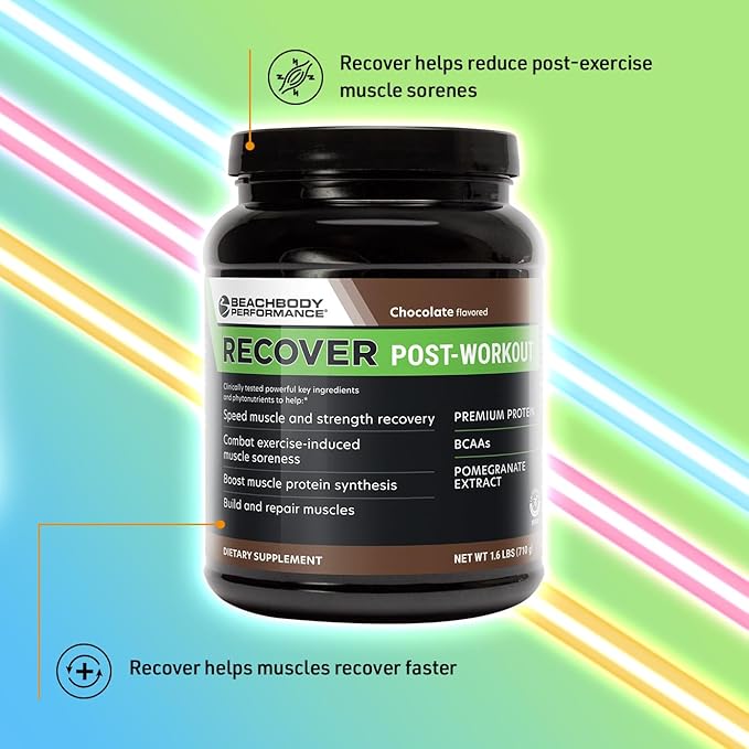 BODi Recover Plant-Based Protein Powder Blend??Post-Workout Chocolate Plant-Based Supplement for Muscle Recovery with 20g Protein, BCAAs, Pomegranate Extract - Fast Recovery - 20 Serving Tub