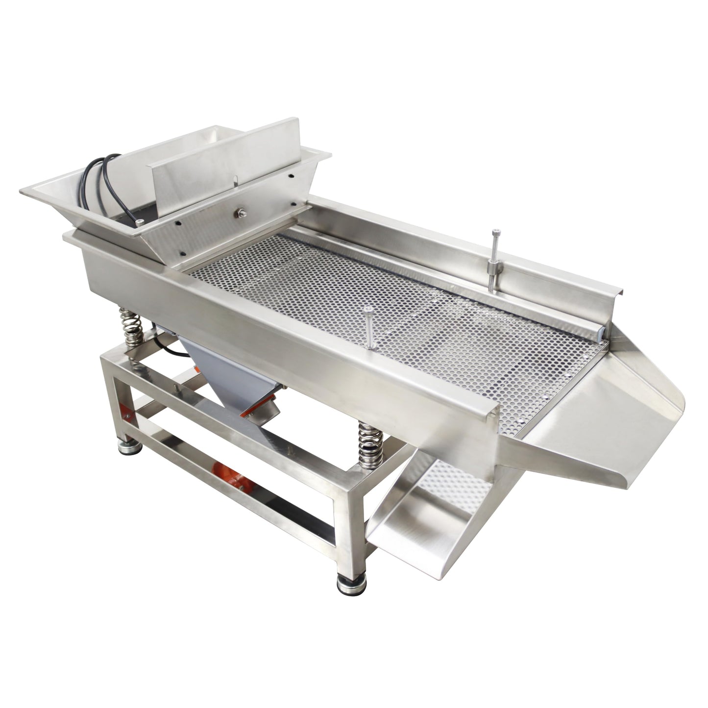TECHTONGDA Straight Vibrating Sieve Screen Shaker Electric Linear Sifter Machine Stainless Steel One Layer Two Motors 4mm Round Hole Screen Size 11.8×31.5inch 110V