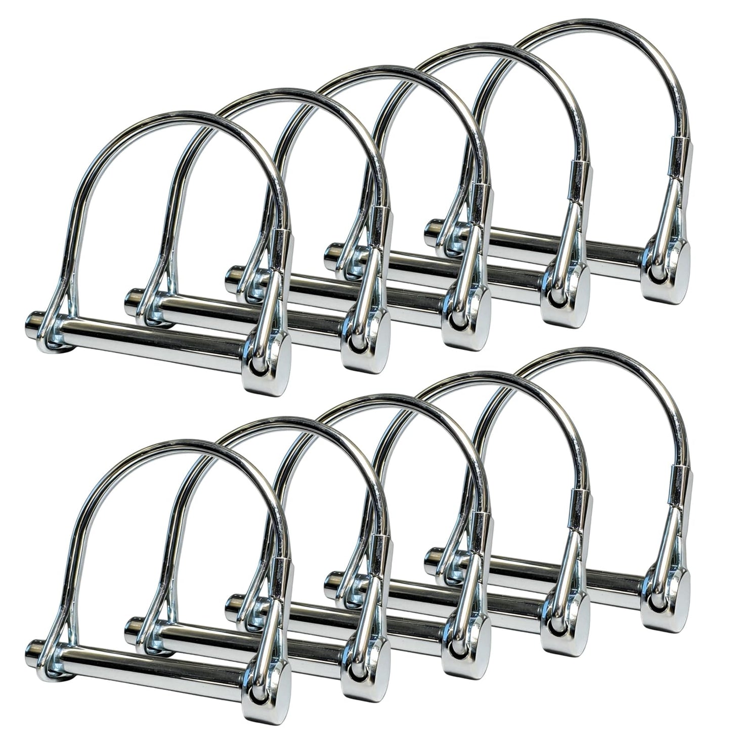 10 Pack, NRJSSCC Trailer Coupler Pin and Locking Pin, 2-1/8"x1/4" Trailer Hitch Pin, Heavy Duty Shaft Locking and Wire Lock Pins, Hardware Pins for Farm Trailers, Towing, Lawn Garden, Carbon Steel