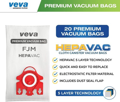 FJM Vacuum Cleaner Bags for Miele - HEPA AirClean 3D Dust Bags - 20 Pack for Compact C1, C2, Complete C1