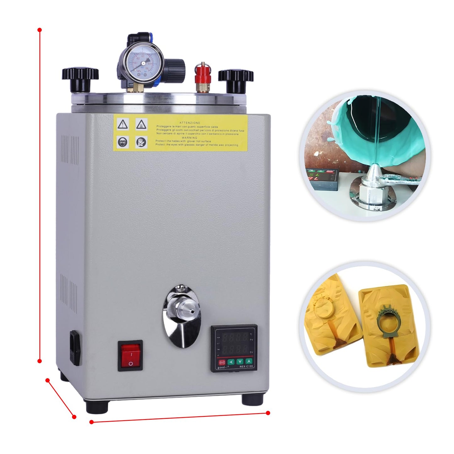 110V Square Manual Pumping Press urized waxing Machine, 0℃-110℃ Adjustable Temperature waxing Machine, Melting Wax Making Wax Jewelry Casting Machine.