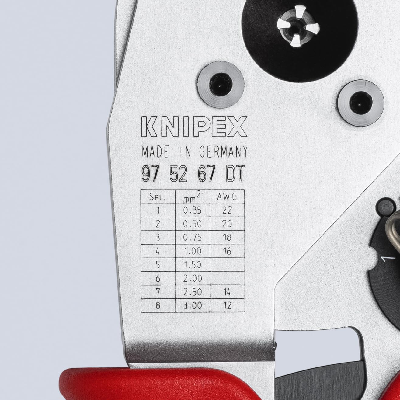 KNIPEX Tools 97 52 67 DT Crimping Pliers - Four-Mandrel For DT Contacts, 9"