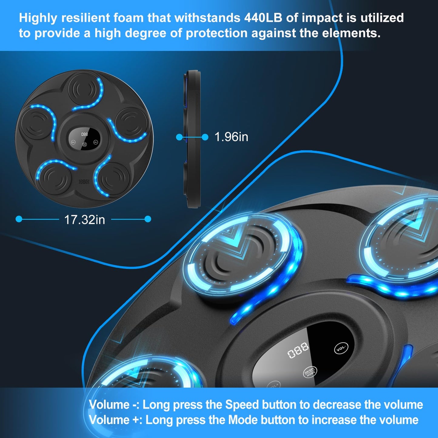Music Boxing Machine,Bluetooth Smart Traineing with Boxing Gloves,Wall Mounted Music Punching Machine,5/6 Boxing Target Large Size Punching Machine for Adults Kids