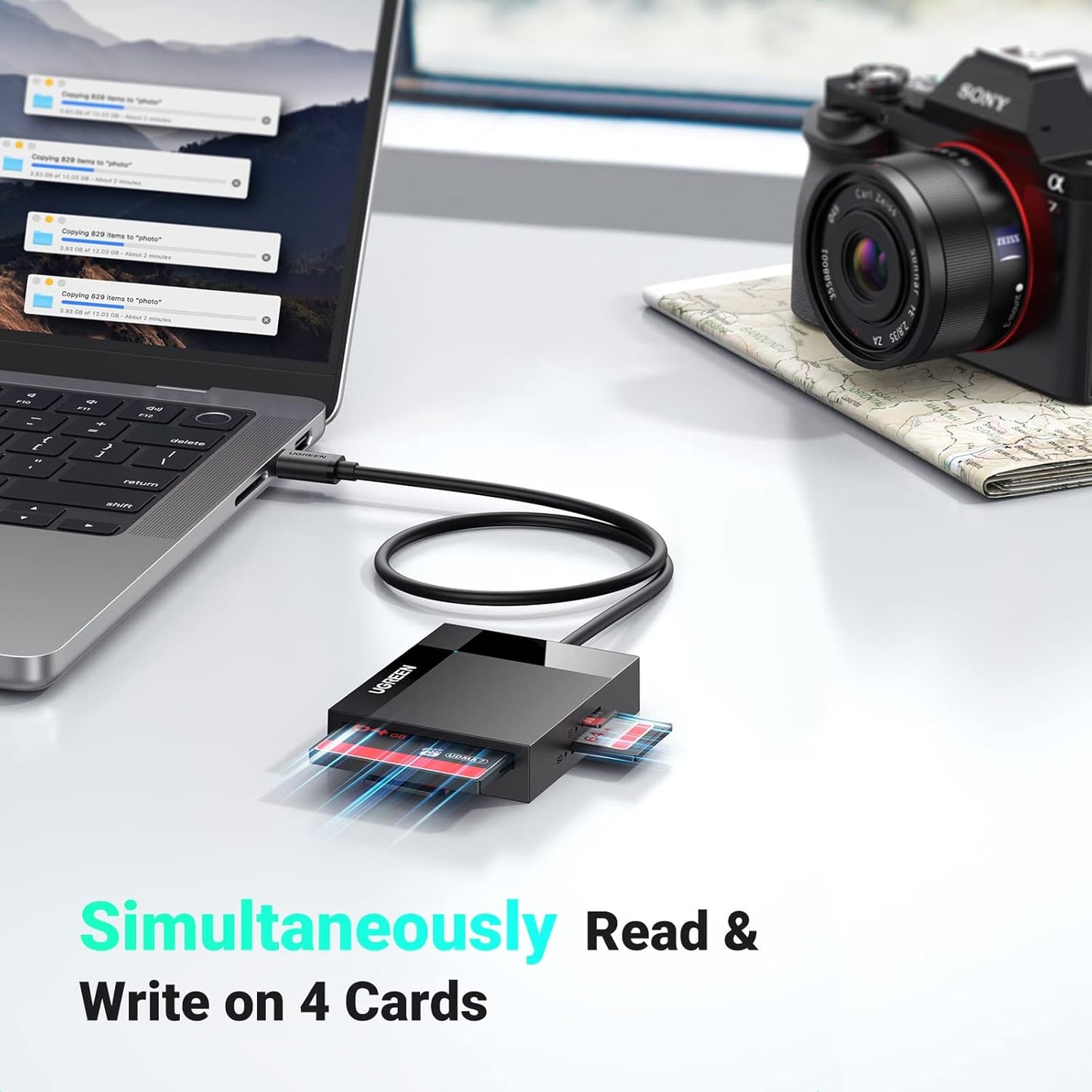 UGREEN 4-in-1 15, USB C SD Card Reader Memory Card Adapter External SD Micro SD MS CF Compact Flash Camera Card Reader