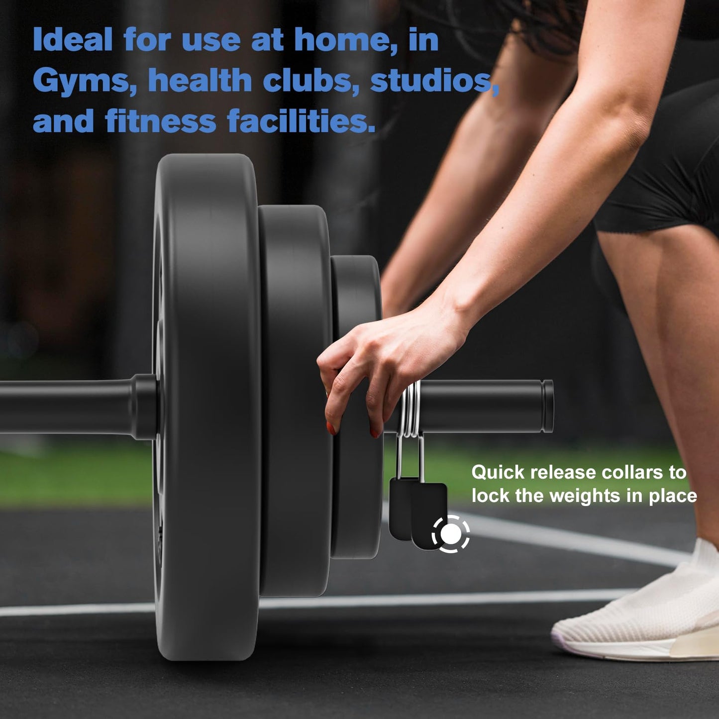 DERACY Barbell Weight Set, 43lbs Barbell Set Adjustable Olympic Weights, 6 Plates, 57.5 Inch Bar & Thick Foam Shoulder Pad, for Home Gym, Exercise, Lifting, Body Fitness, Workout to Build Muscle