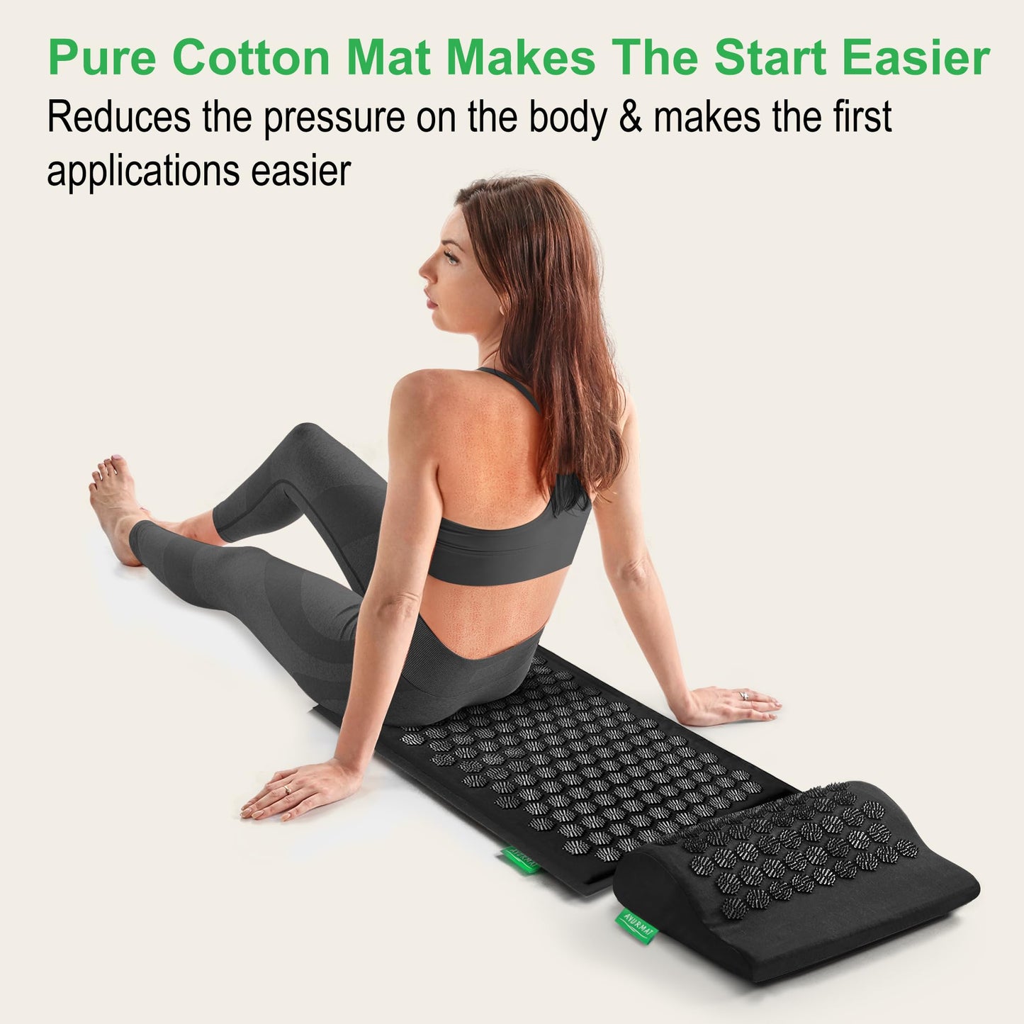 AyurMat Premium Acupressure Mat and Pillow Set - Natural Eco-Friendly Linen & Coconut Fiber,Ergonomic Design,Relieves Stress & Tension,with Carrying Bag,Full Body Pro Set