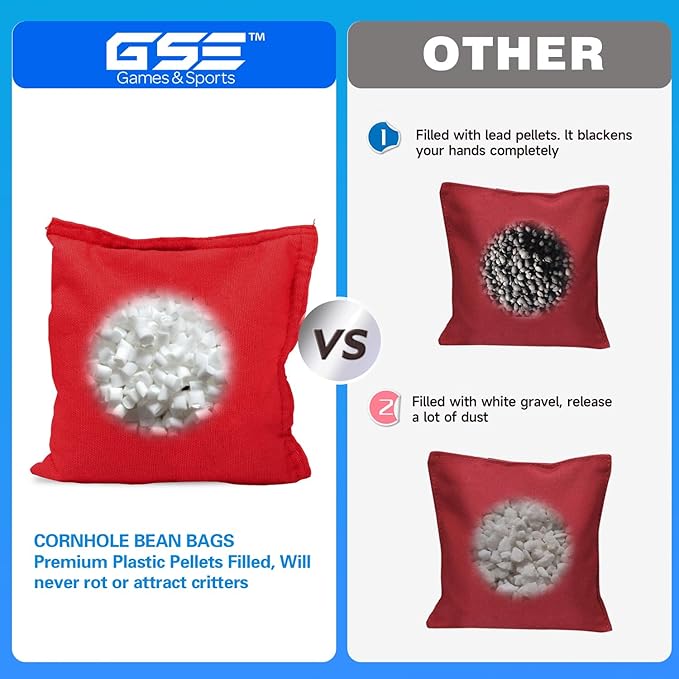 GSE Games & Sports Expert Set of 8 Premium Weather Resistant Cornhole Bags. Regulation Size and Weight Bean Bags for Cornhole Toss Games (Several Styles Available)