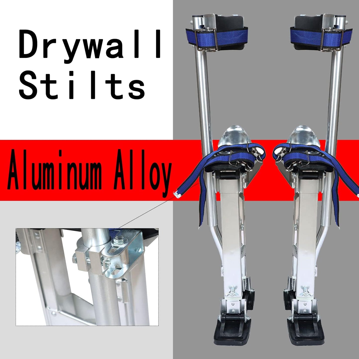 findmall 24-40 Inch Drywall Stilts Grade Adjustable Auminum Tool Stilt for Painting or Cleaning - Silver