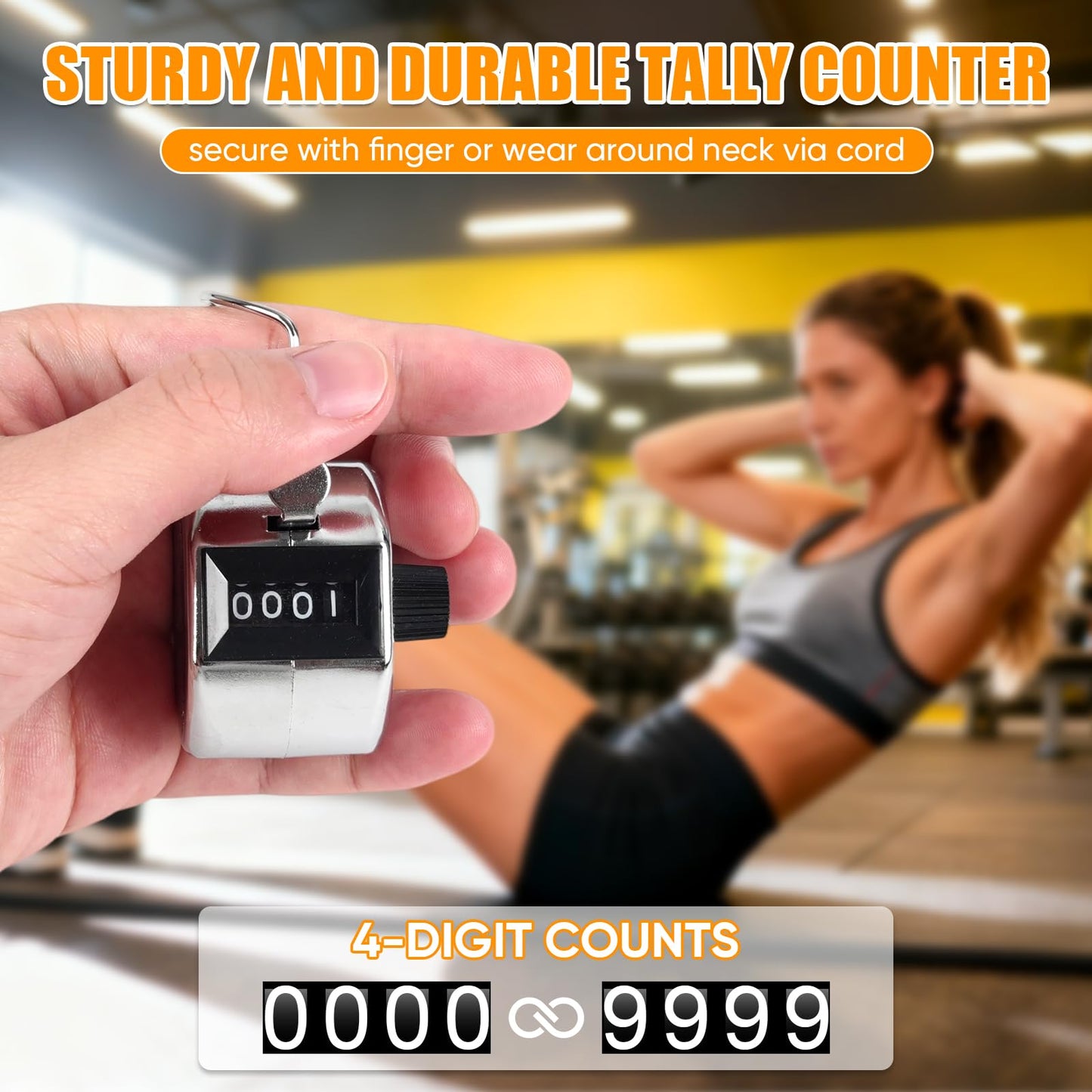 LKbeuuu Metal Handheld Tally Counter, Clicker Counter with 4 Digit Display, Hand Mechanical Counter for Counting, Golf, Baseball, Knitting, Coaching, Fishing and Laps