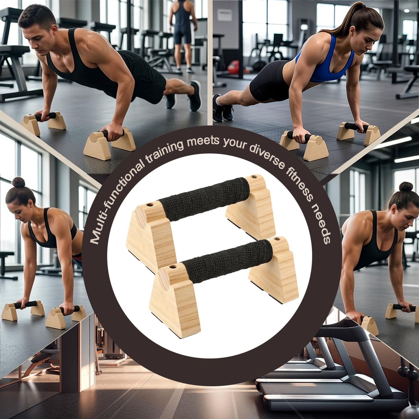Wooden Parallettes Bars -7.87 Inches Professional Solid Wood Push Up Stands for Calisthenics, Handstand & Planche Training at Home Gym, Non-Slip Grips for Wrist Comfort Pushup Handle for Strength Training (7.87")