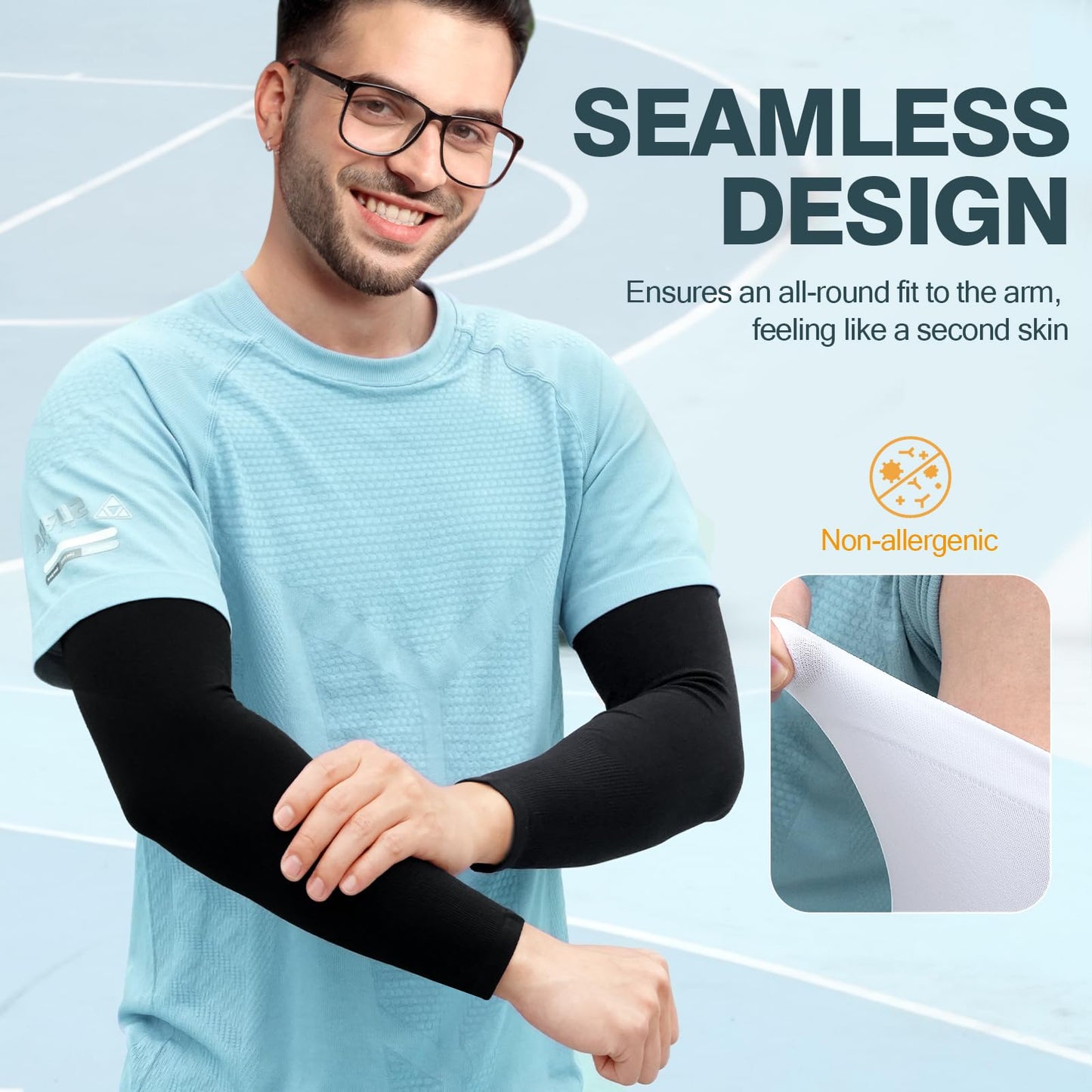 Rescoto 2 Pairs UV Protection Cooling Arm Sleeves Compression Sun Sleeves for Men Women Youth, Tattoo Cover Up, UPF 50