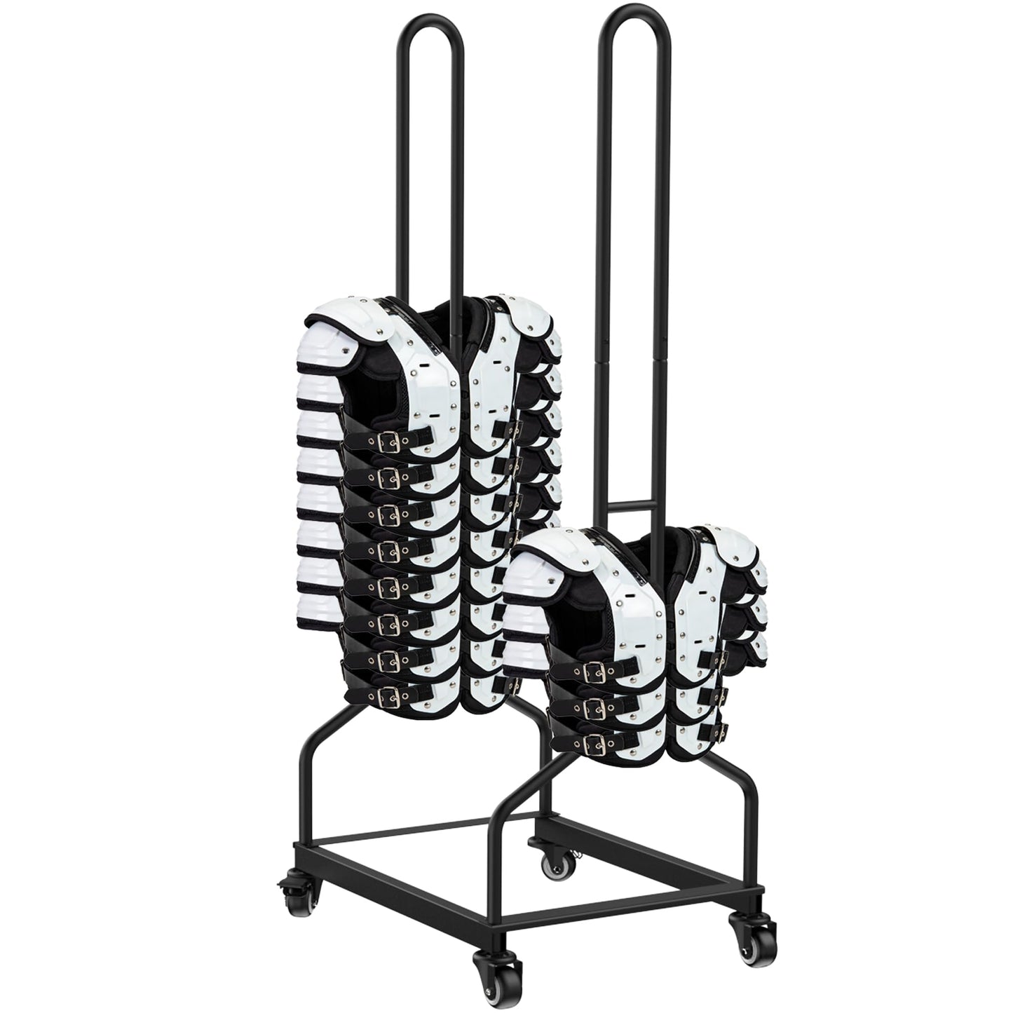 Football Shoulder Pad Rack with Lockable Wheels, Heavy Duty Steel Football Shoulder Pad Organizer, Large Capacity Sports Equipment Storage Rack for Locker Room, Team Equipment and Training Facilities