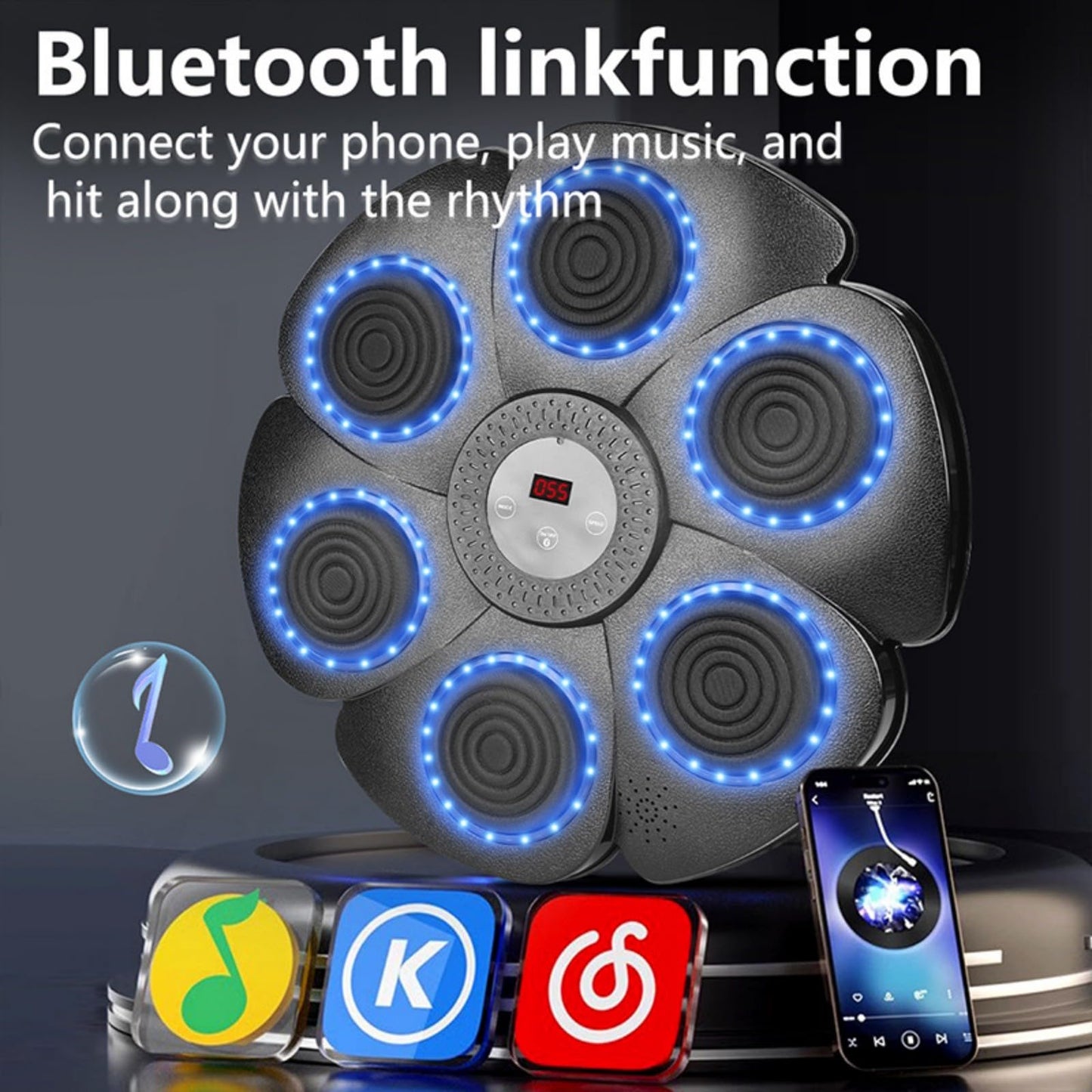 Workout Smart Bluetooth Music Boxing Machine Wall Mounted Interactive Punching Pad with Boxing Gloves Reaction Speed Training Improve Hand Eye Coordination Fun Fitness Wholesale for Adults and Child