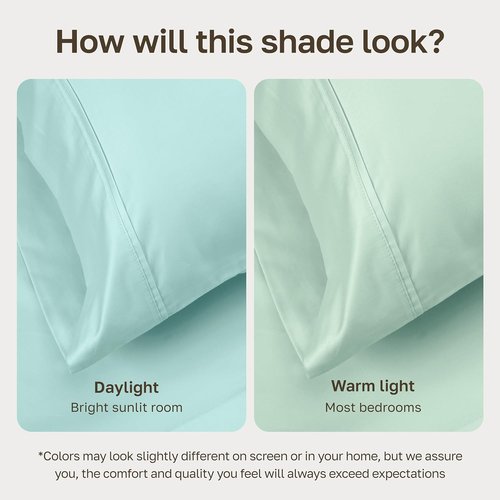 California Design Den Twin Bed Sheets Set - 100% Cotton, 400 Thread Count, Smooth Sateen Finish, Seafoam Color