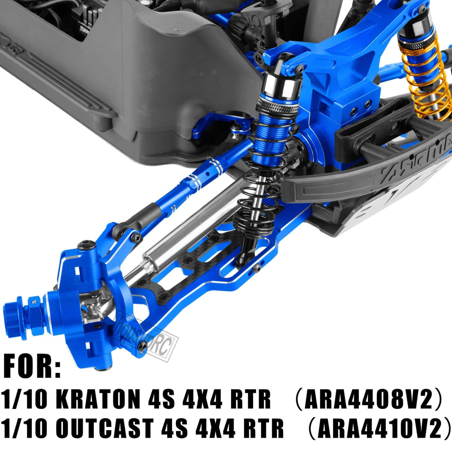 hopsupRC Upgrade Parts for 1/10 Kraton Outcast 4X4 4S V2 BLX,RC Shocks&Arms&Caster Blocks hubs&25T Servo Saver&Steering Bellcranks&CVD&57T Spur Gear &Gearbox&Center Driveshafts&Links,Blue