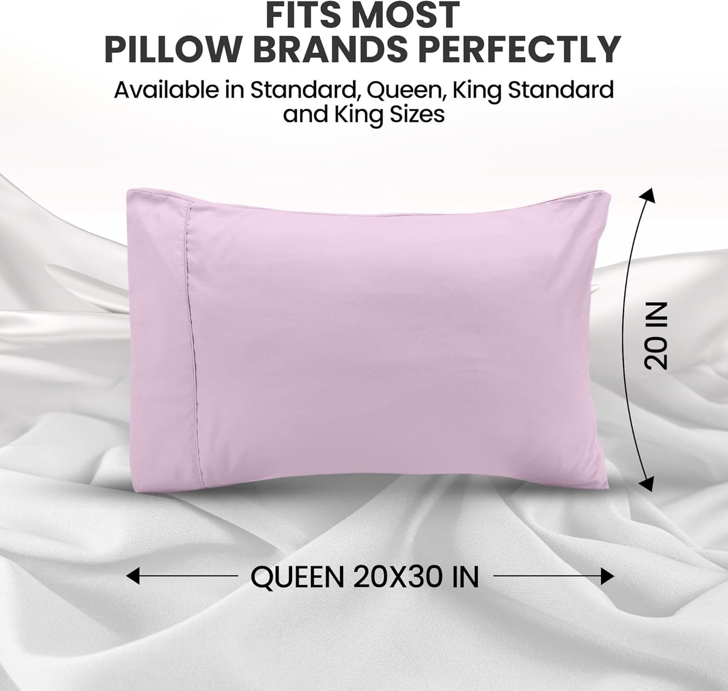Utopia Bedding Queen Pillow Cases - Soft Brushed Microfiber - 2 Pack, Lavender, 20 x 30 Inches
