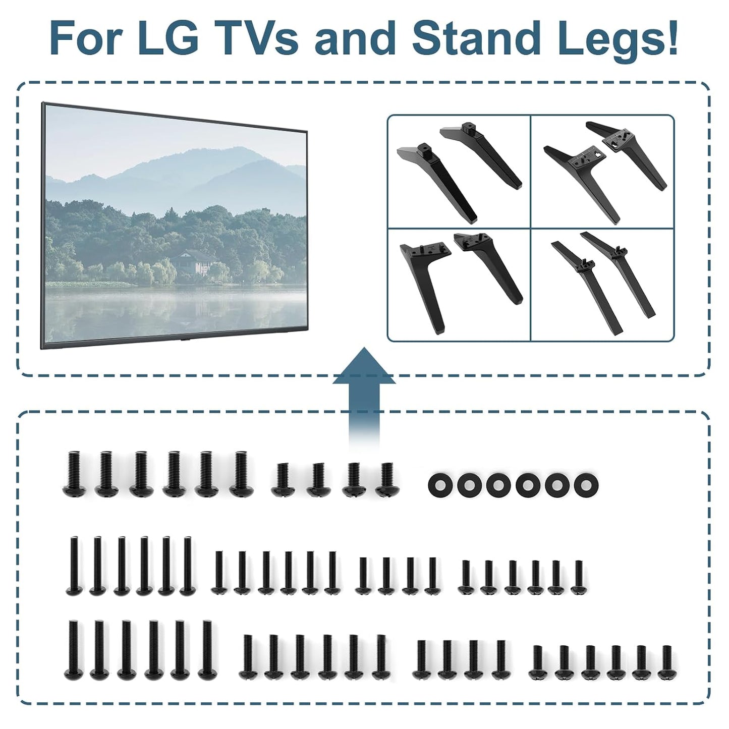 Yaotieci 27" 32" 43" 49" 50" 55" 60" 65" 70" 75" 86" TV Mount Screws for LG TV Legs Replacement Screw, TV Stand Screw