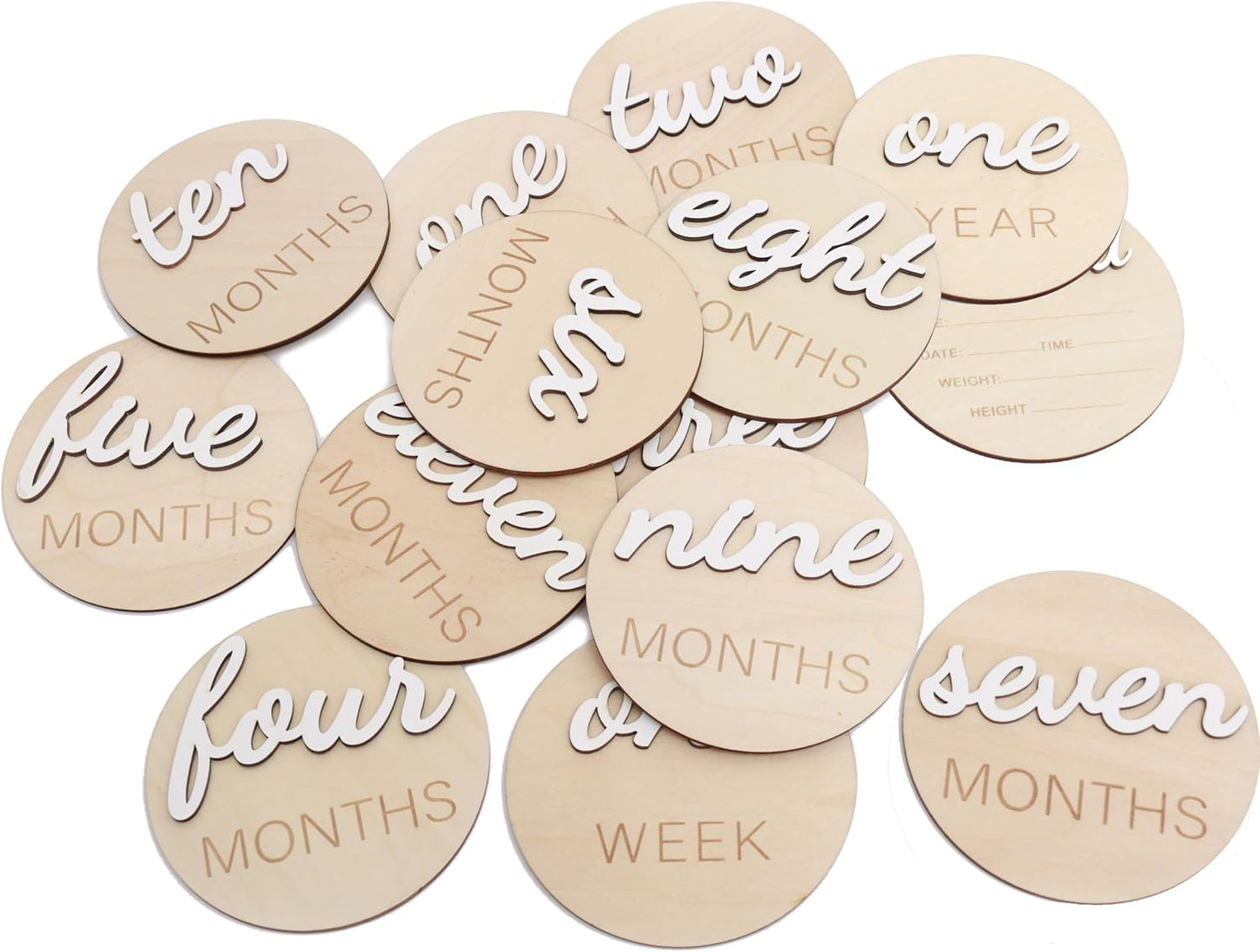 3D Wooden Monthly Milestone Cards, Baby Monthly Milestone Marker Cards, Newborn Memento Milestone to Document Baby's