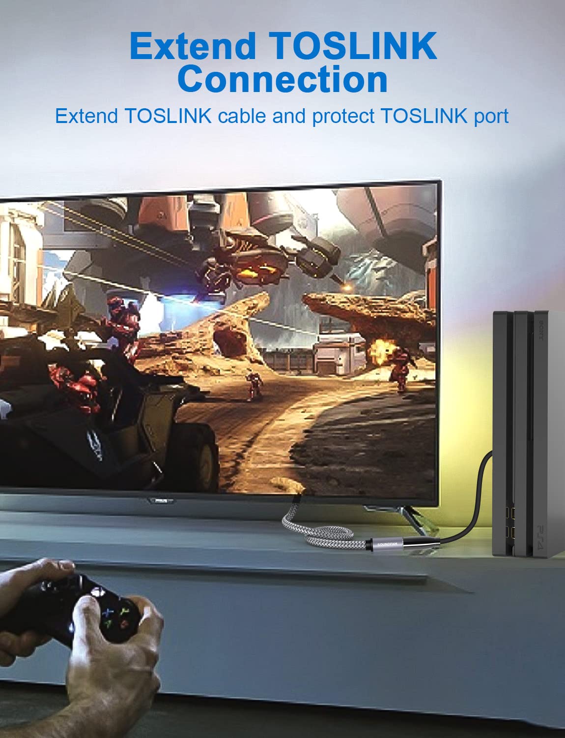 3Ft/1M, Optical Extension Cable Toslink Optical Cable Male to Female Hi-Fi Sound Fiber Digital Extension Adapter