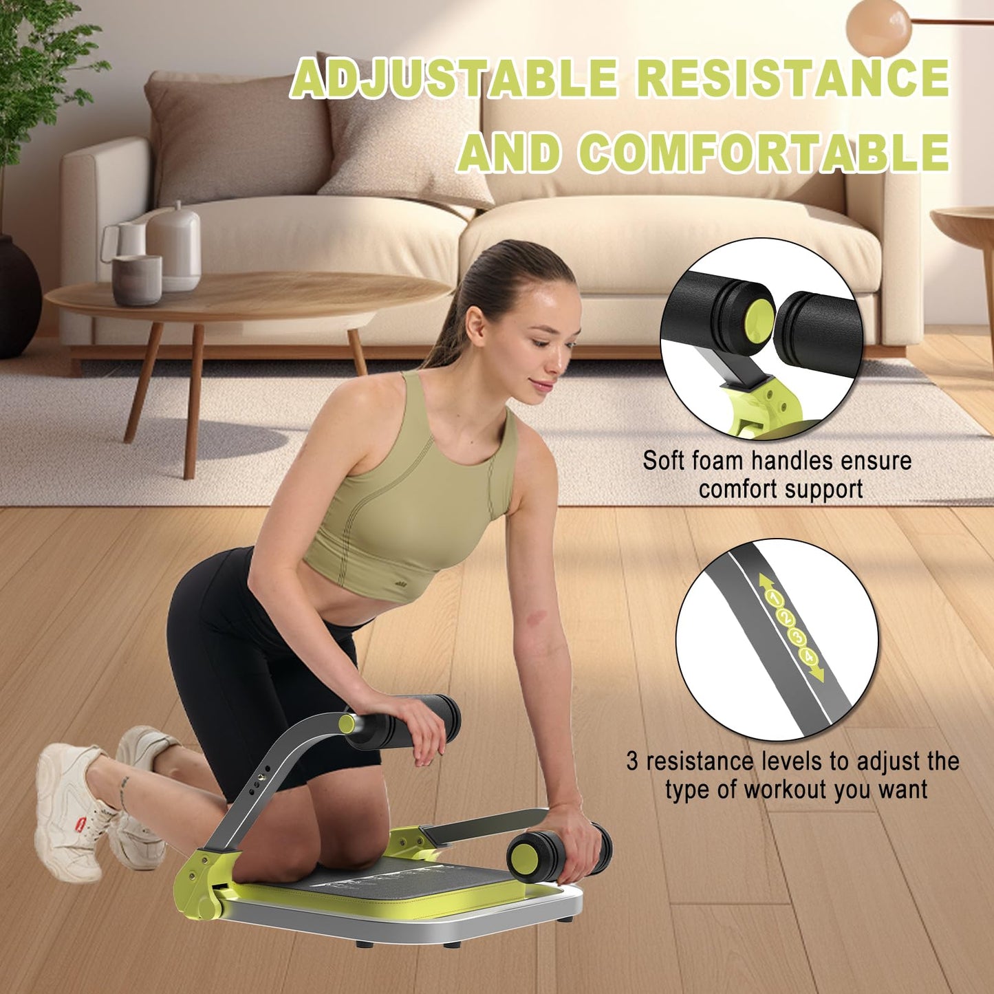 HOTSWEAT Ab Machine, Sit Up Exercise Equipment, Ab Workout Equipment with 3 Adjustable Resistance, Ab Trainer for Stomach Workout with 330 LBS Weight Capacity, Foldable Ab Crunch Machine for Home Gym