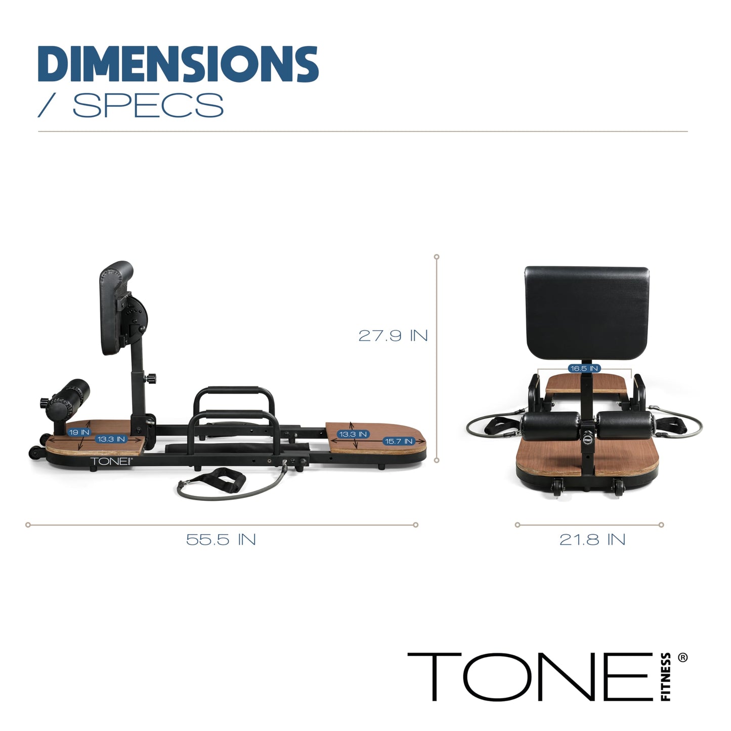 Tone Fitness Foldable Hip Thrust & Glute Exercise Machine | Adjustable Sissy Squat, Core & Leg Trainer | Compact Multi-Purpose Home Gym Equipment | Dark Walnut