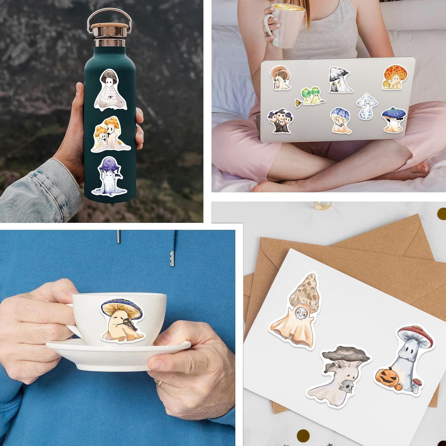 YOXYL 50pcs Cute Mushroom Stickers for Teen, Waterproof Vinyl Decal for Girl Kids Adult Student Water Bottle Laptop