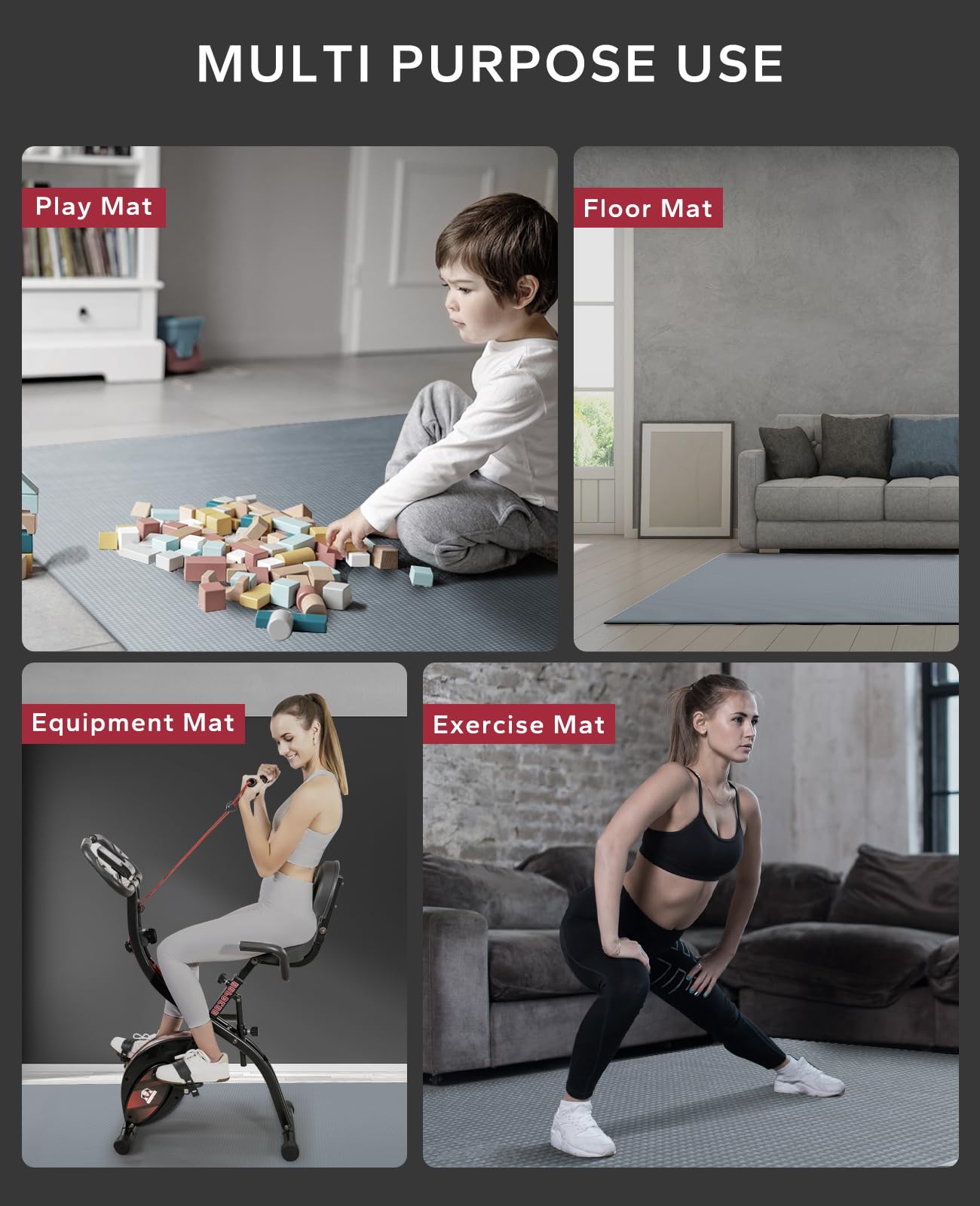 HAPBEAR Extra Large Exercise Mat-7'x5'x8mm(1/3 inch), Non-Slip, Ultra Durable, Thick Workout Mats for Home Gym Flooring Cardio, Yoga Mats for Fitness, High-Density Exercise Mat, Shoes-Friendly