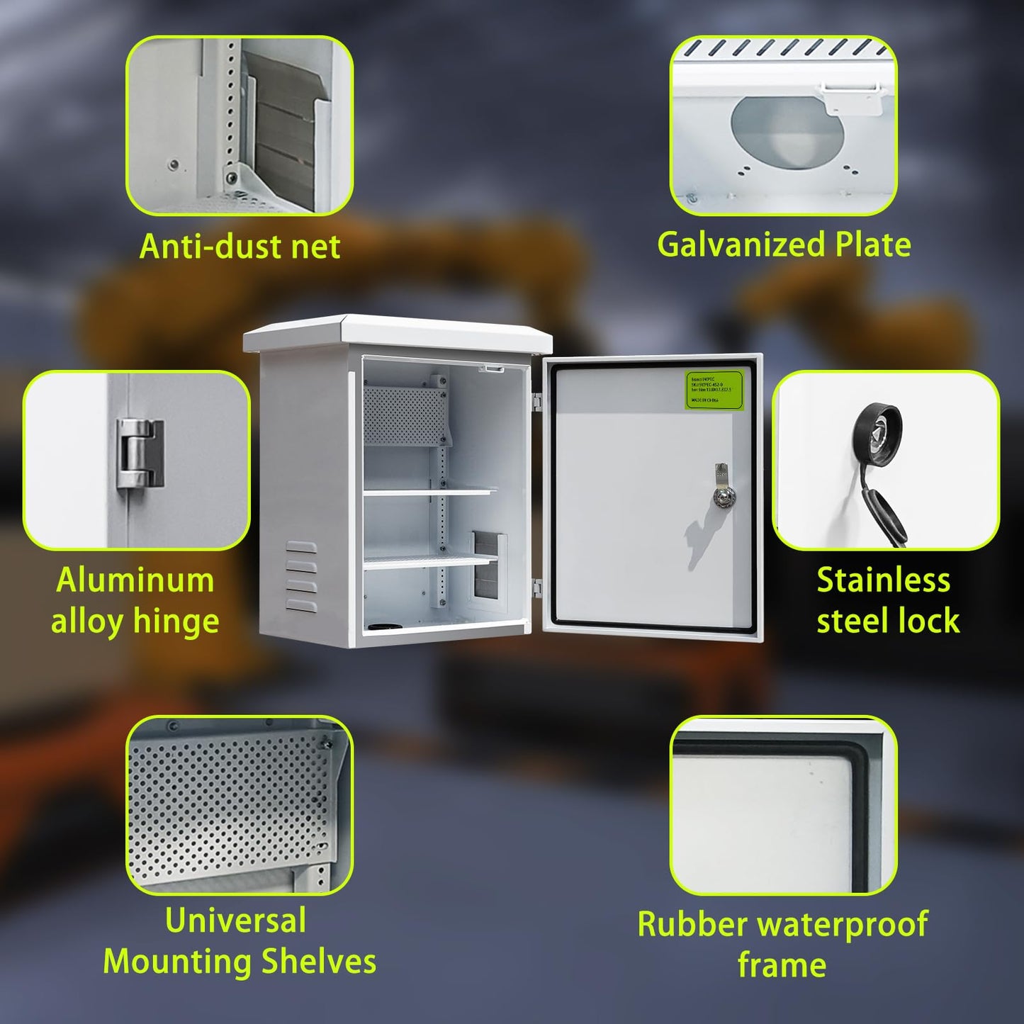 SWPEC Nema Enclosure with Rain Hood Weatherproof Junction Electric Breaker Box with Fan-Vent Design Electrical Cabinet with Mounting Track Hole in Back 16X20X12