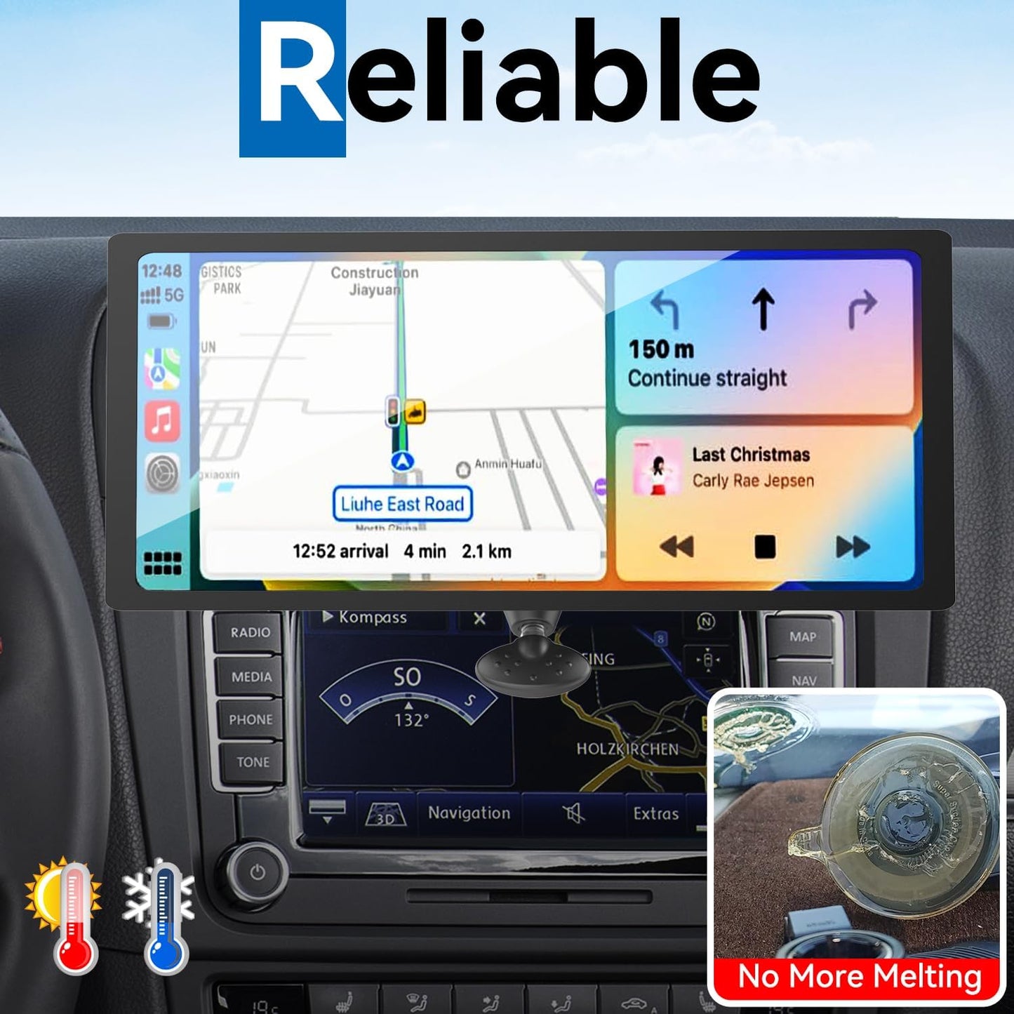 SkyTitan (4-Tab CD Slot Car Mount for Portable CarPlay Screens, Adjustable Angles, Low Profile and Sleek, Integrated