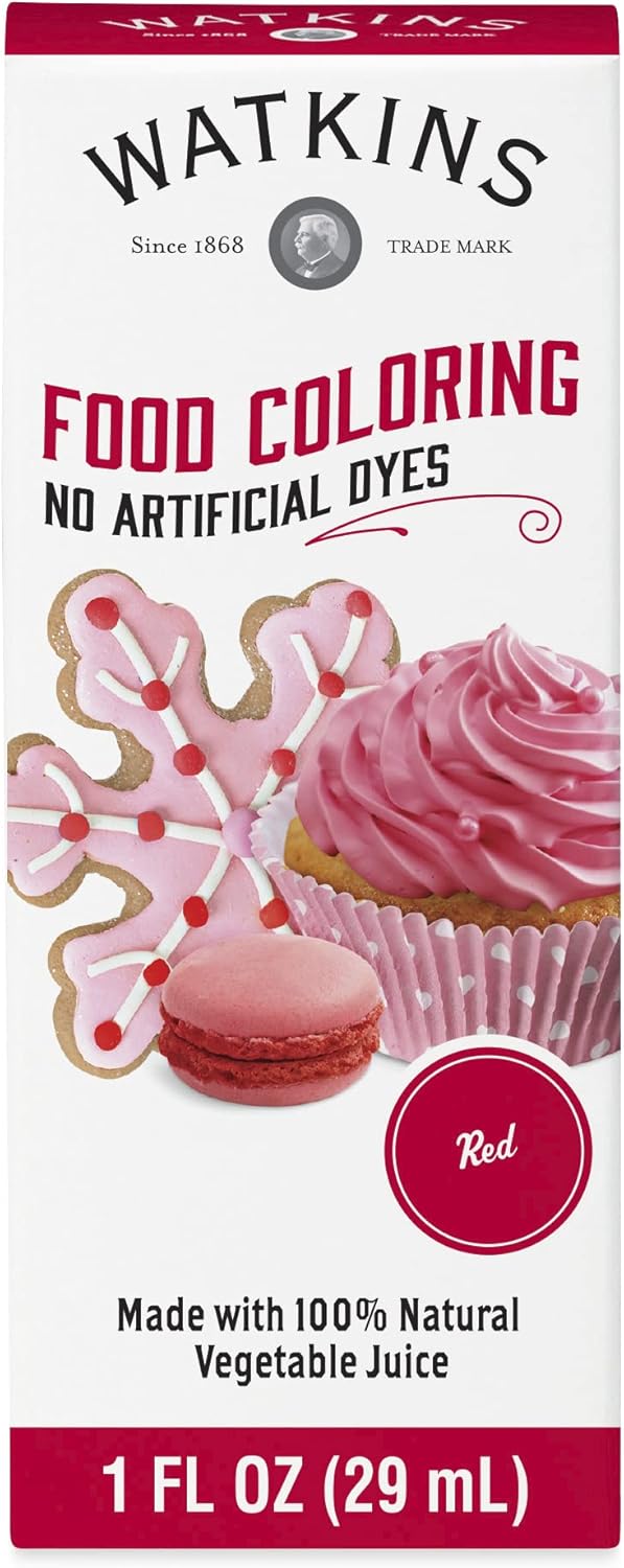 Watkins All Natural Food Coloring - Vibrant Red, 1 Fl Oz | Pack of 12 for Baking and Crafts