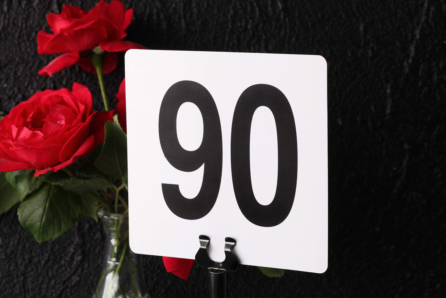 New Star Foodservice 23053 Plastic Table Number Cards 1-100 Double Sided, 4" x 4" Inch, White with Bold Black Numbers